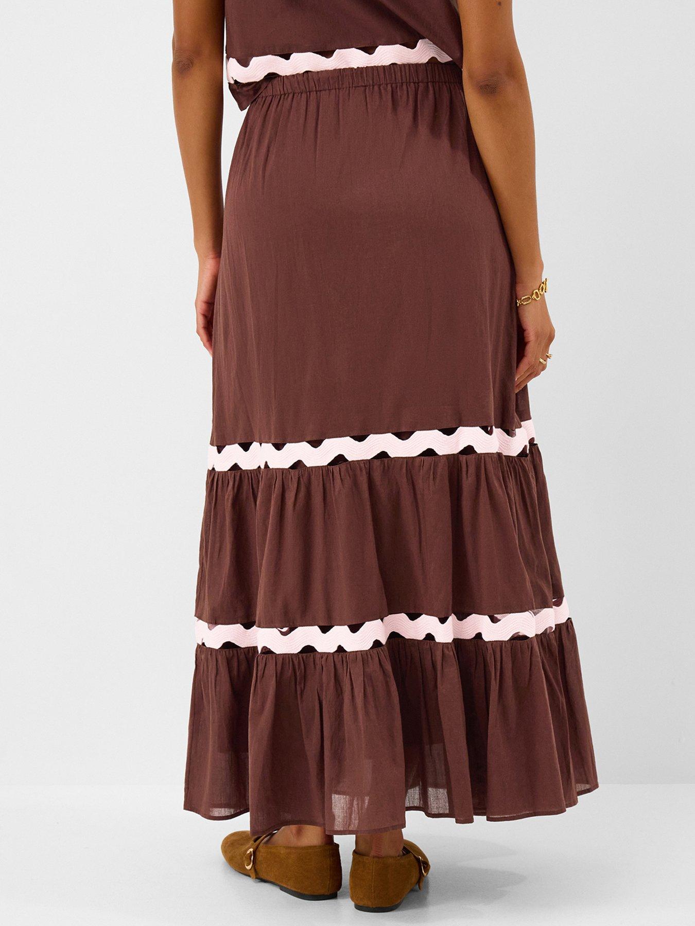 Image 2 of 4 of Accessorize Brown Ric Rac Skirt