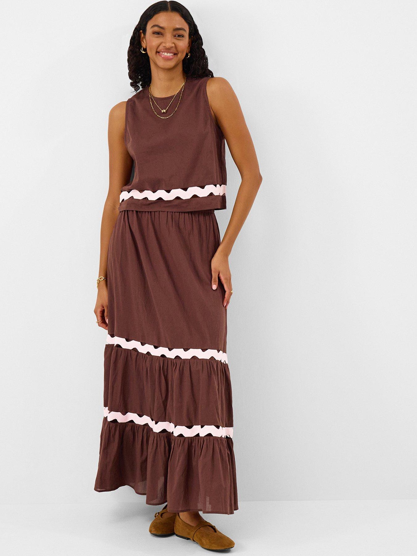 Image 3 of 4 of Accessorize Brown Ric Rac Skirt