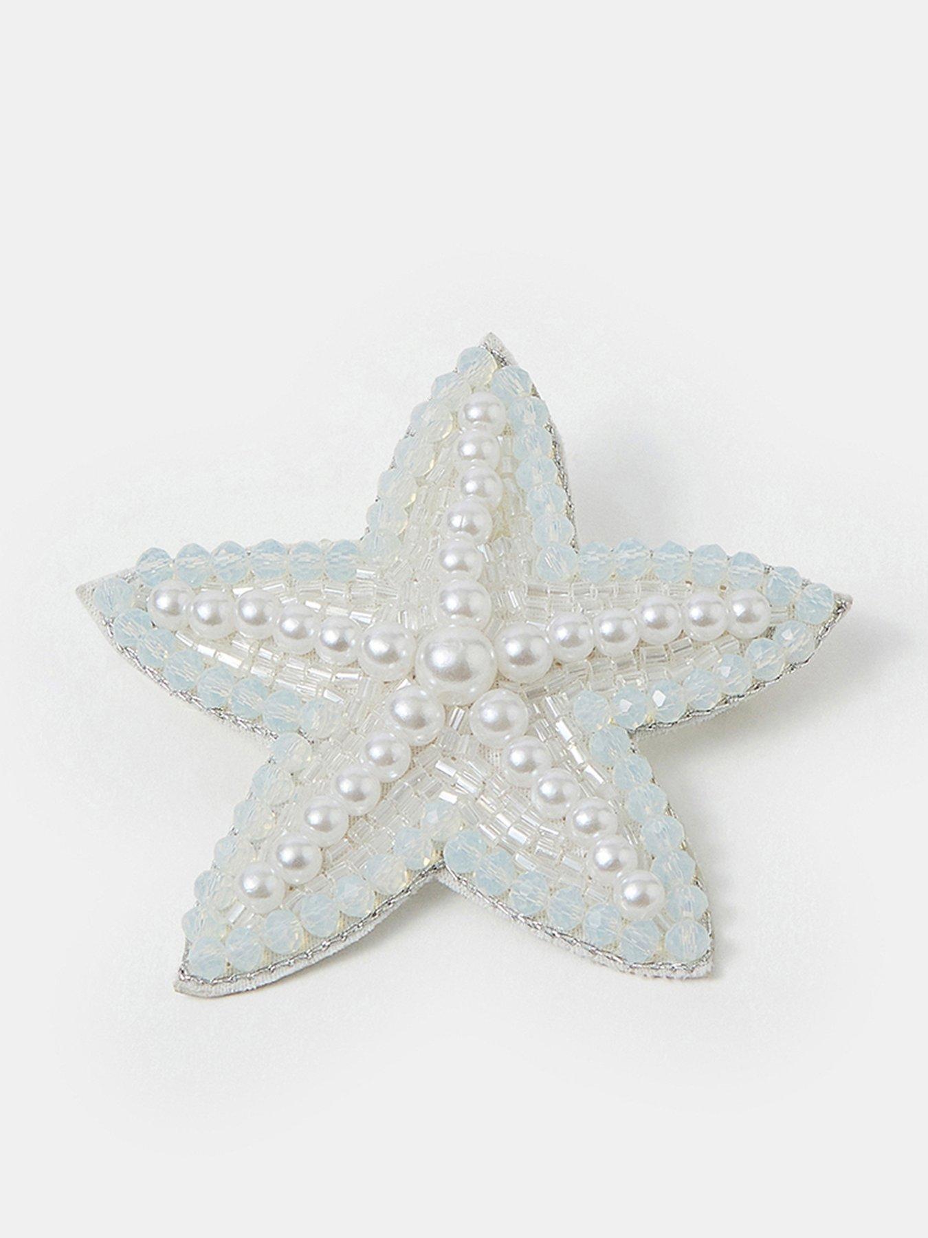 Image 1 of 4 of Accessorize Beaded Starfish Barrette Hair Clip