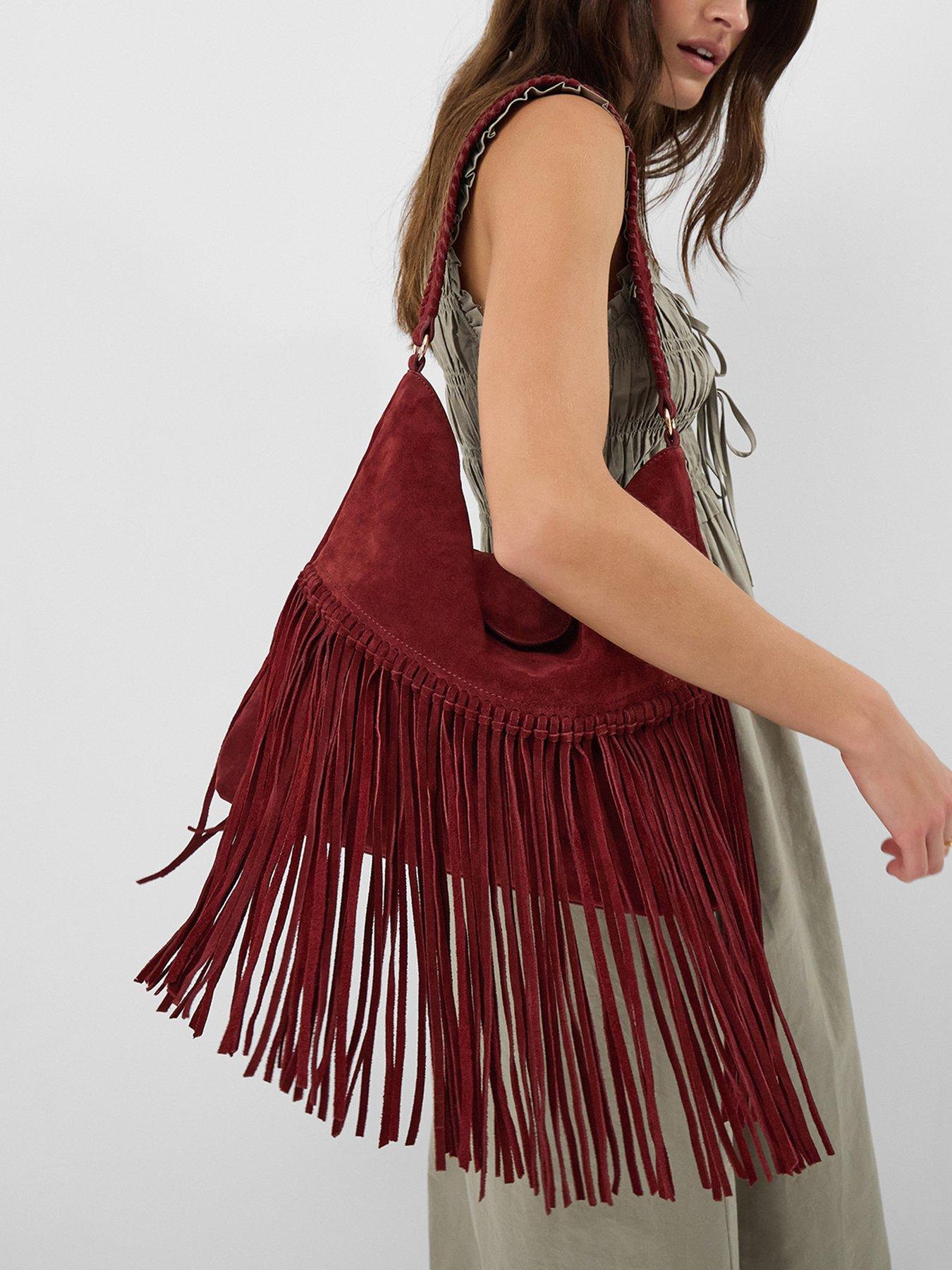 Image 2 of 5 of Accessorize Suede Fringe Shoulder