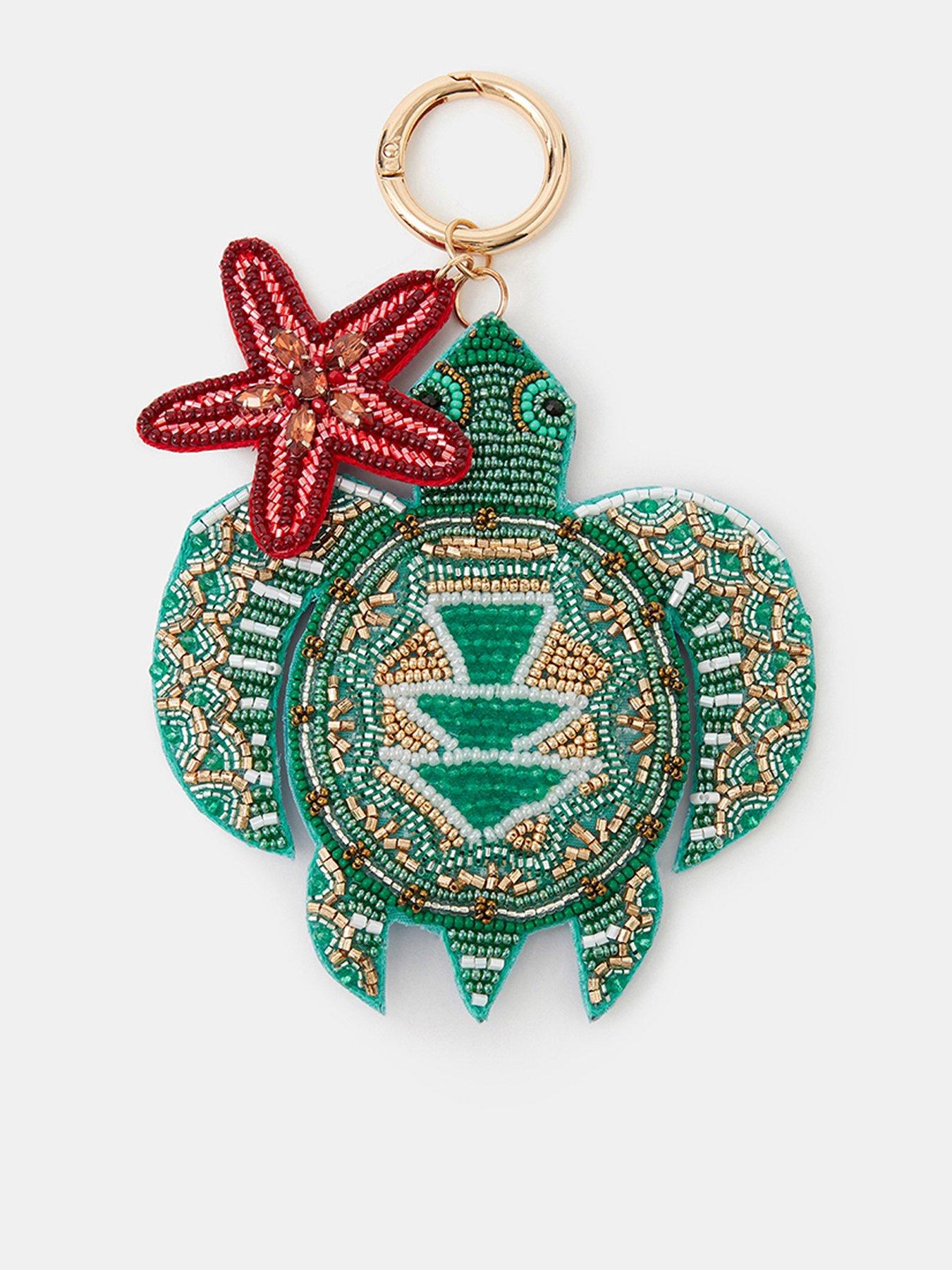 Image 1 of 3 of Accessorize Beaded Turtle Bag Charm
