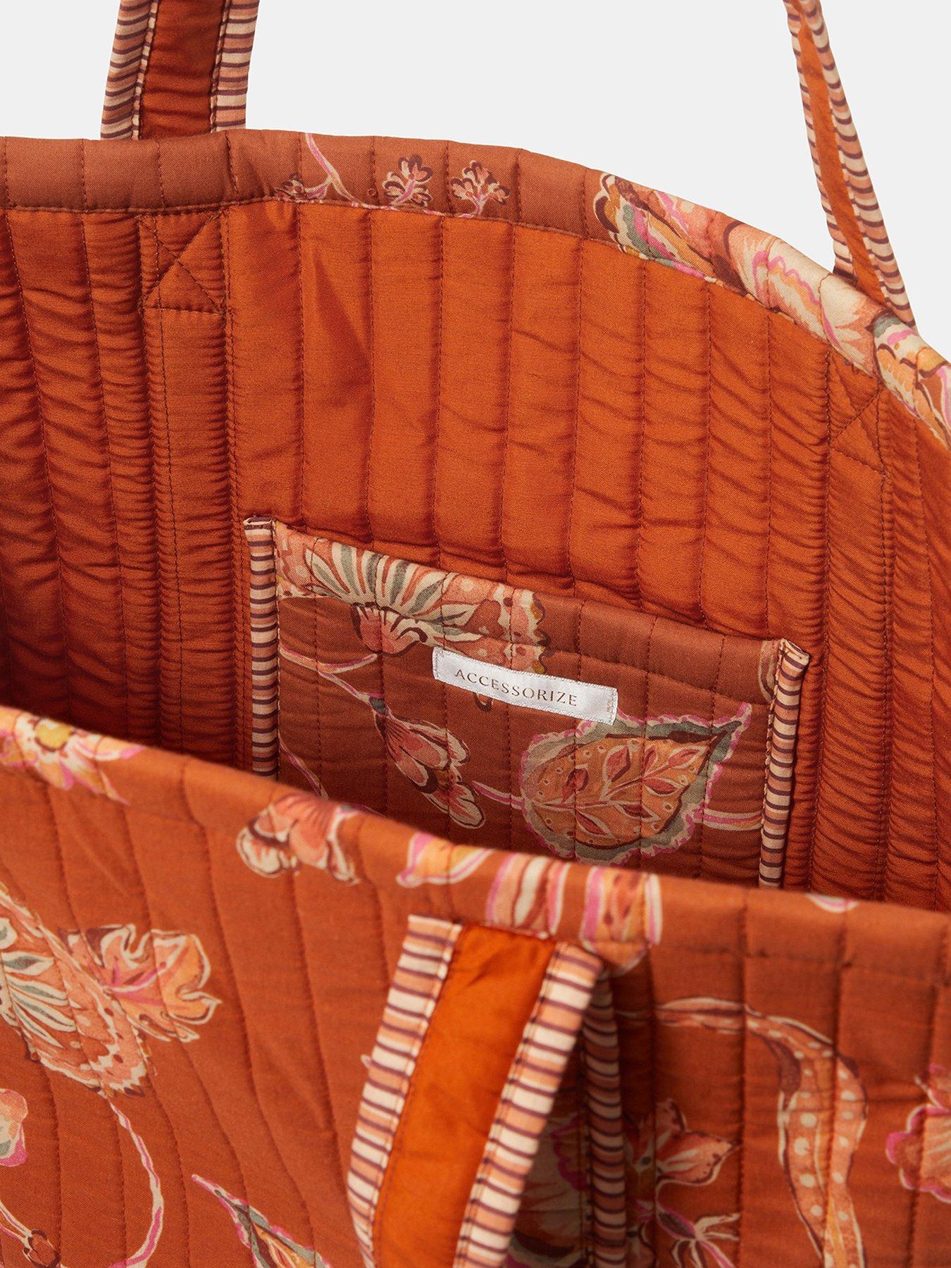 Image 3 of 4 of Accessorize Quilted Floral Print Tote Bag - Multi
