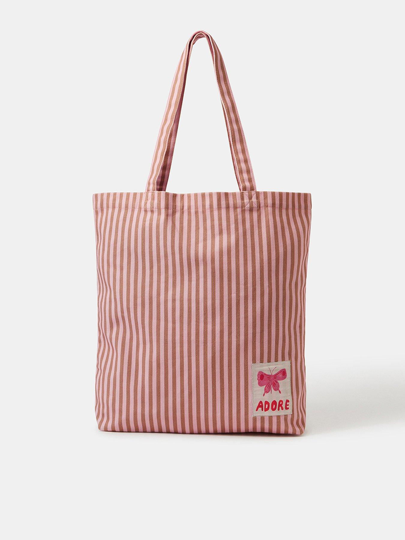 Accessorize Stripe Adore Tote Bag - Pink