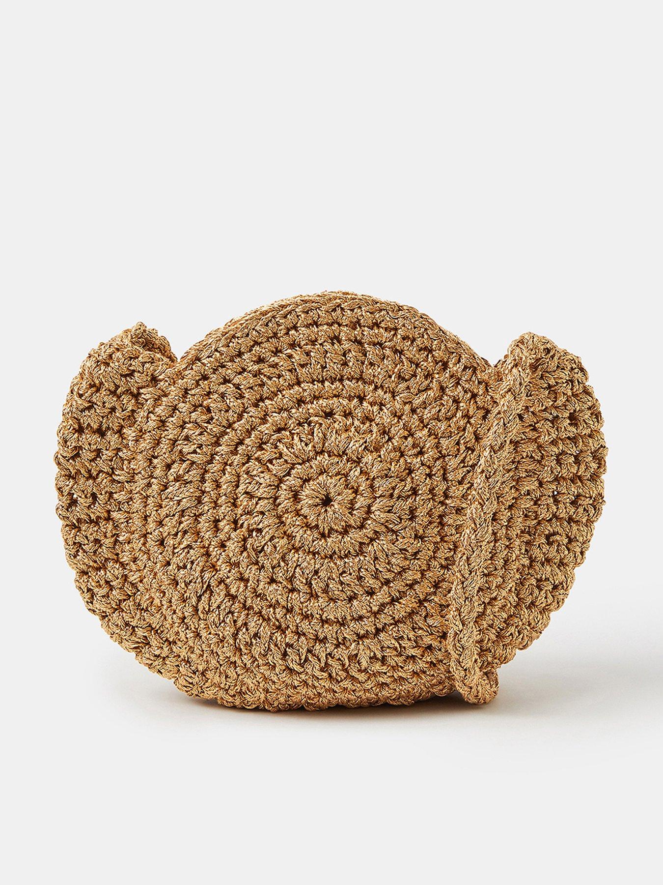 Image 1 of 5 of Accessorize Metallic Shell Macram&atilde;&copy; Crossbody Bag