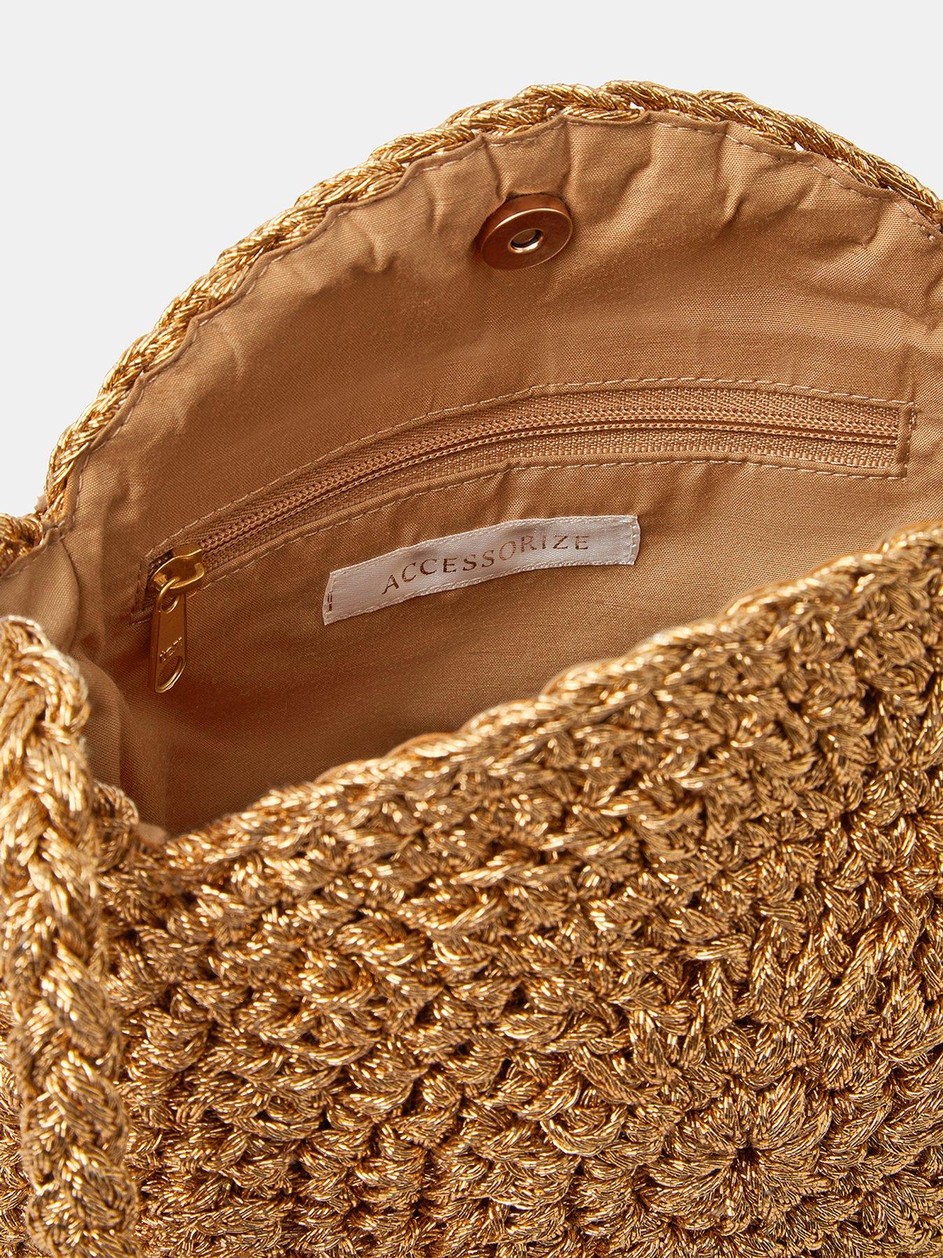 Image 5 of 5 of Accessorize Metallic Shell Macram&atilde;&copy; Crossbody Bag