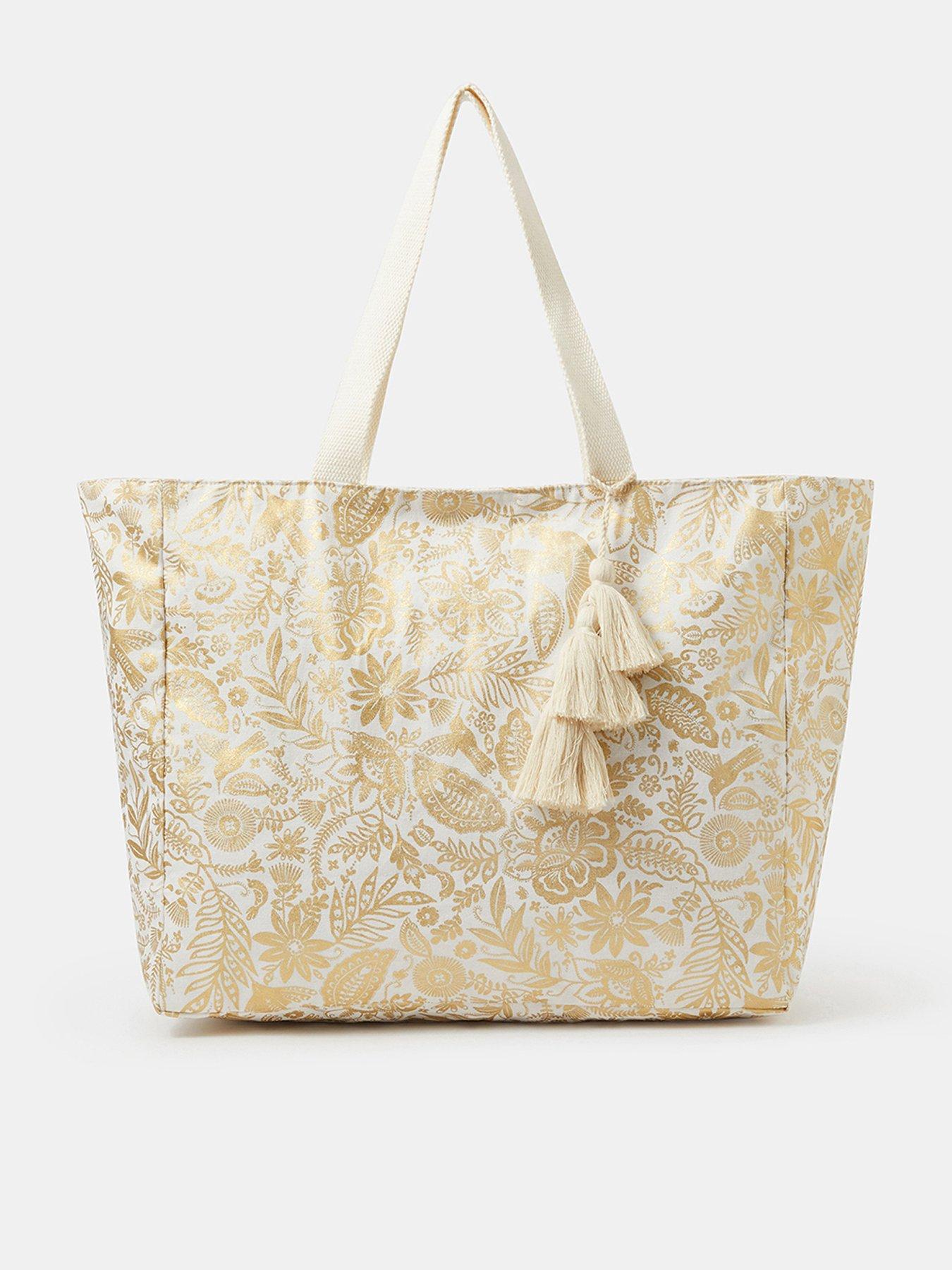 Image 1 of 5 of Accessorize Shimmer Paisley Beach Tote Bag