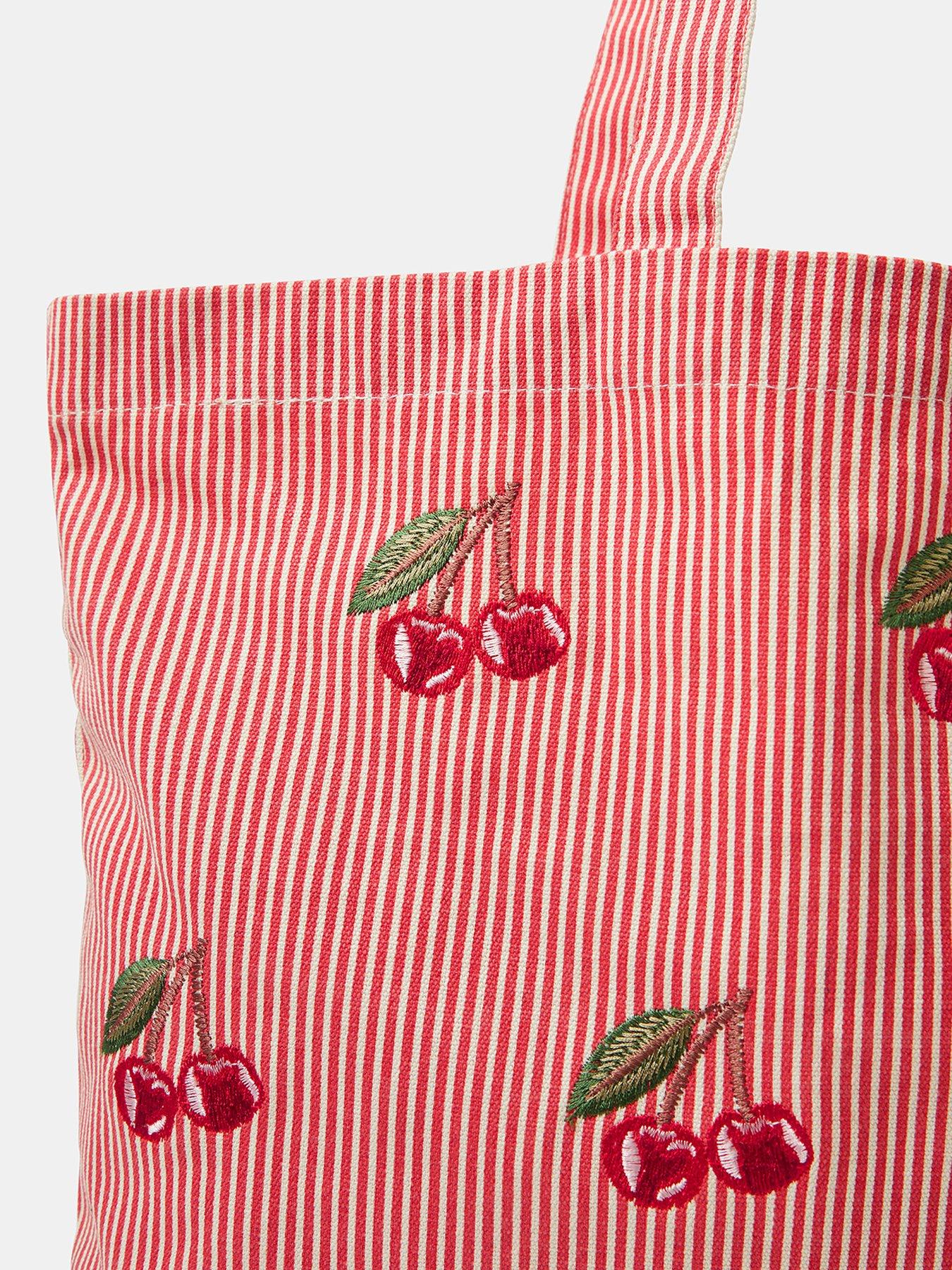Image 4 of 5 of Accessorize Cherry Stripe Shopper Bag