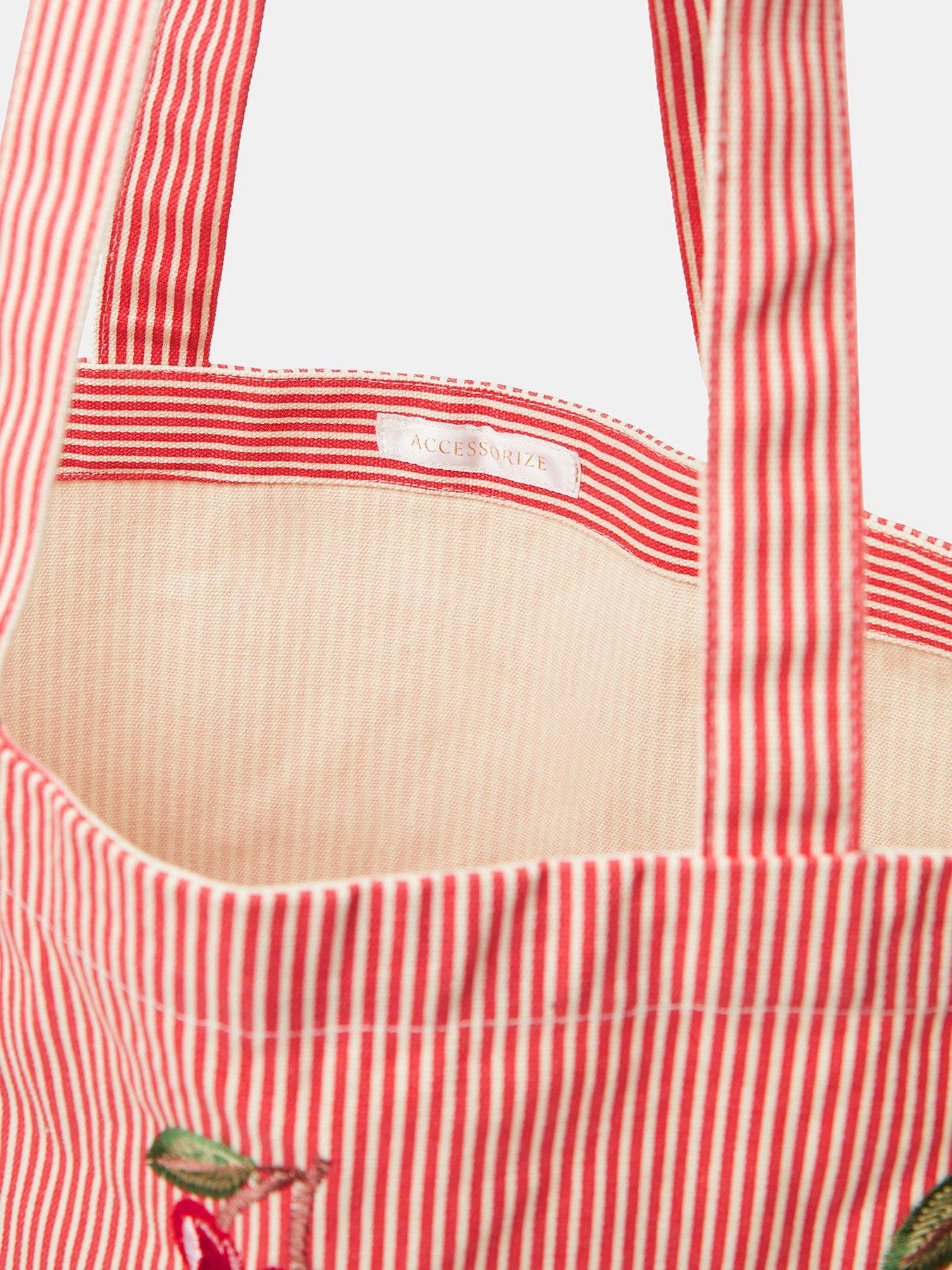 Image 5 of 5 of Accessorize Cherry Stripe Shopper Bag