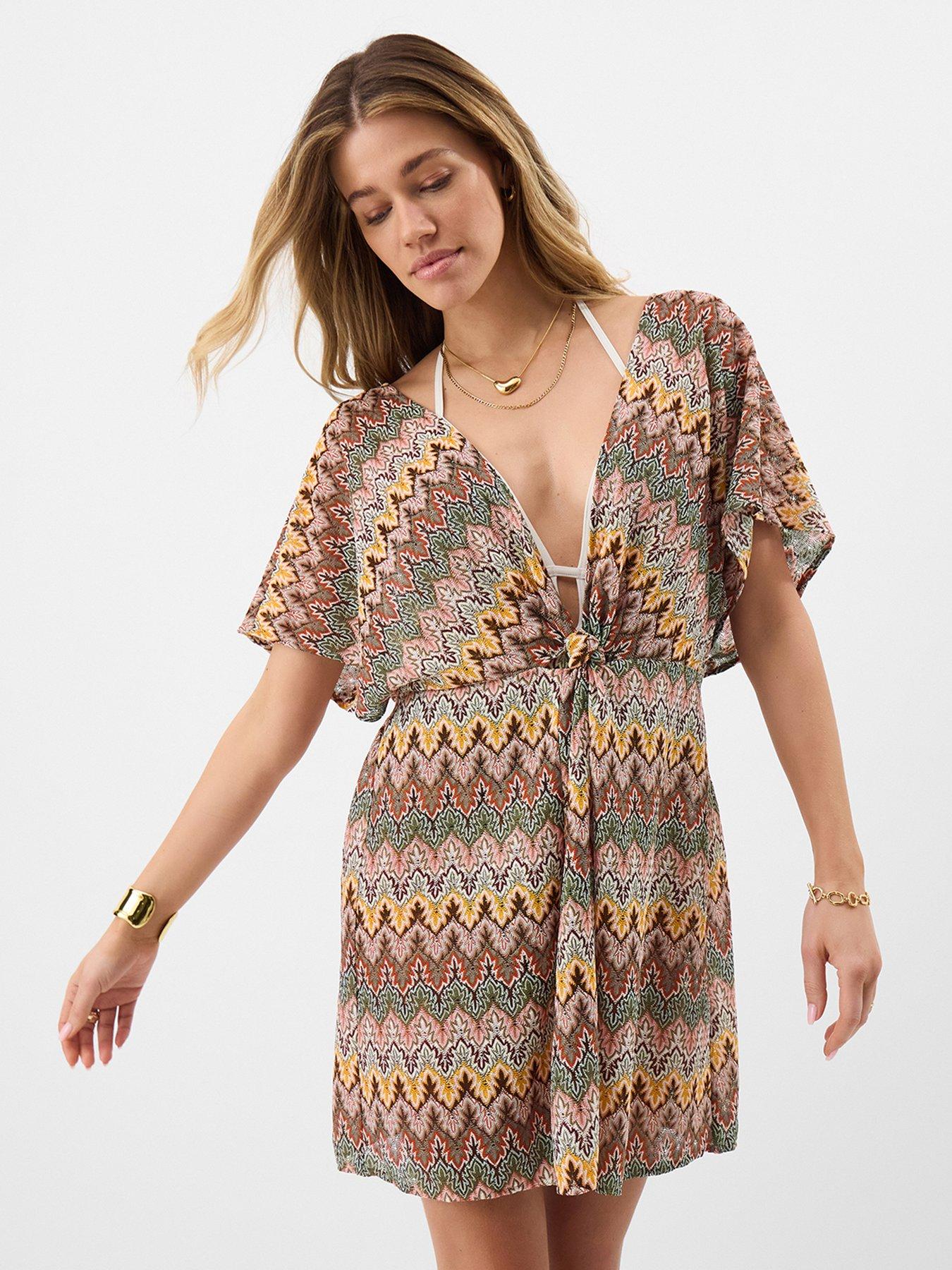 Accessorize Neutral Crochet Mini Kaftan - Cream