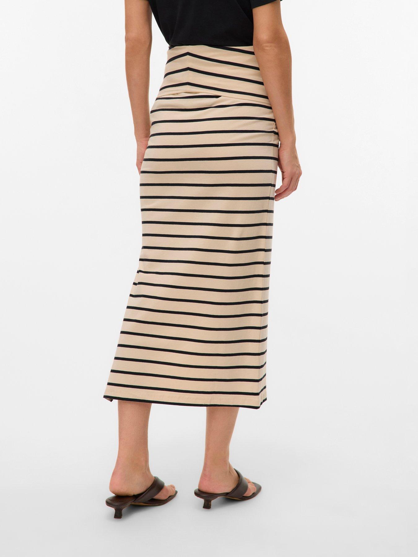Image 2 of 6 of Mamalicious Maternity Tube Maxi Skirt - Striped - White