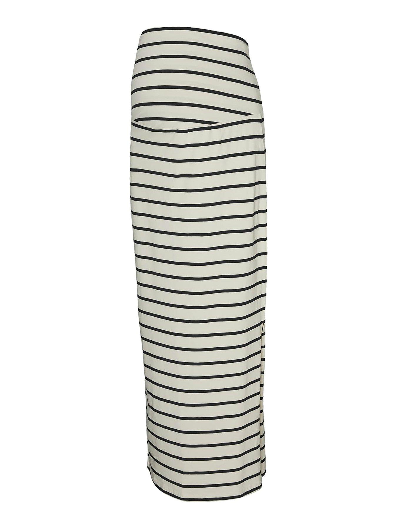 Image 6 of 6 of Mamalicious Maternity Tube Maxi Skirt - Striped - White