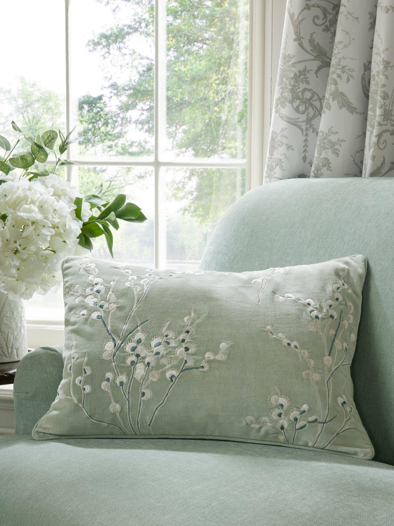 Laura Ashley Pussy Willow Embriodered Feather Filled Cushion 35x50cm