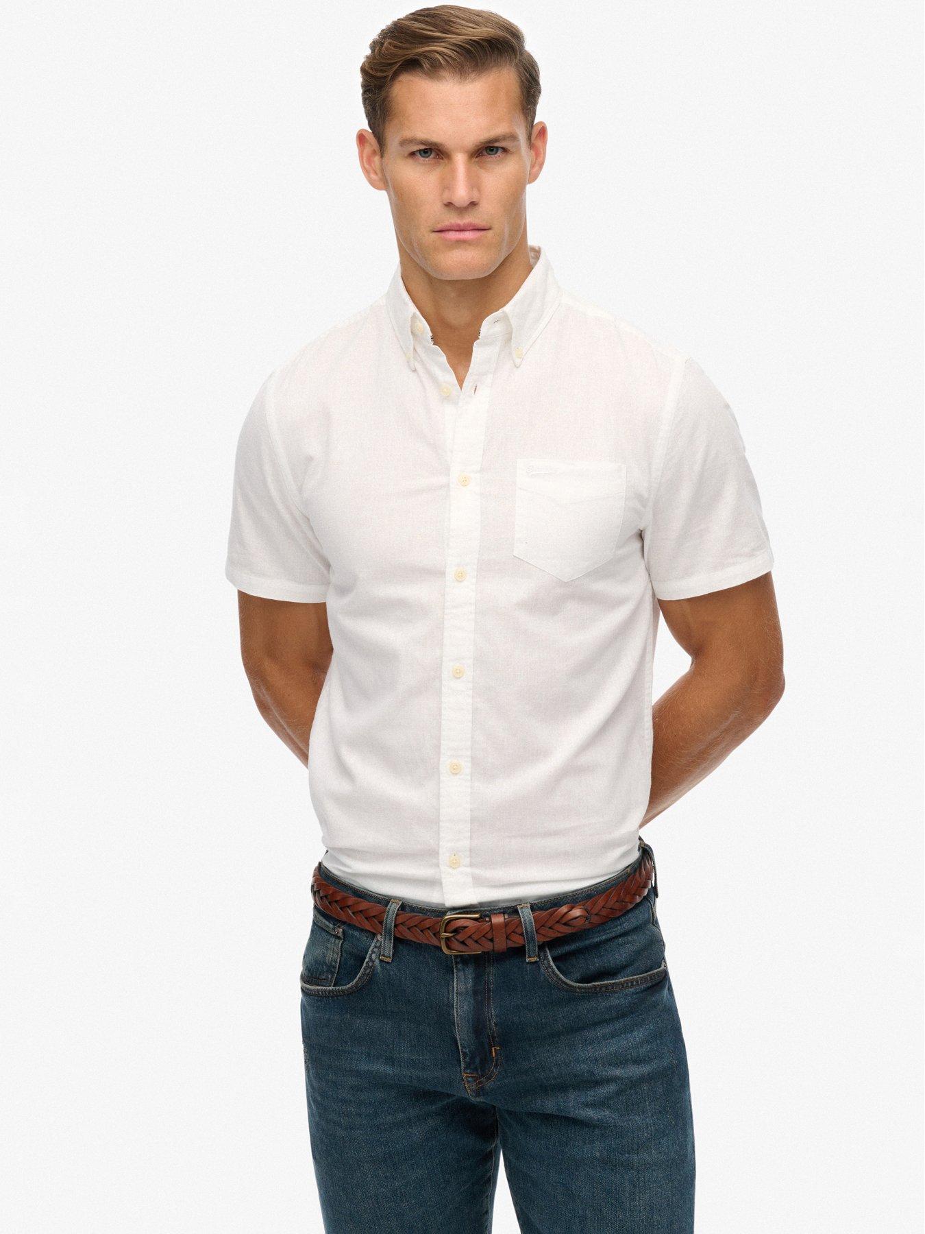 Superdry City Cotton Linen Short Sleeve Shirt - White