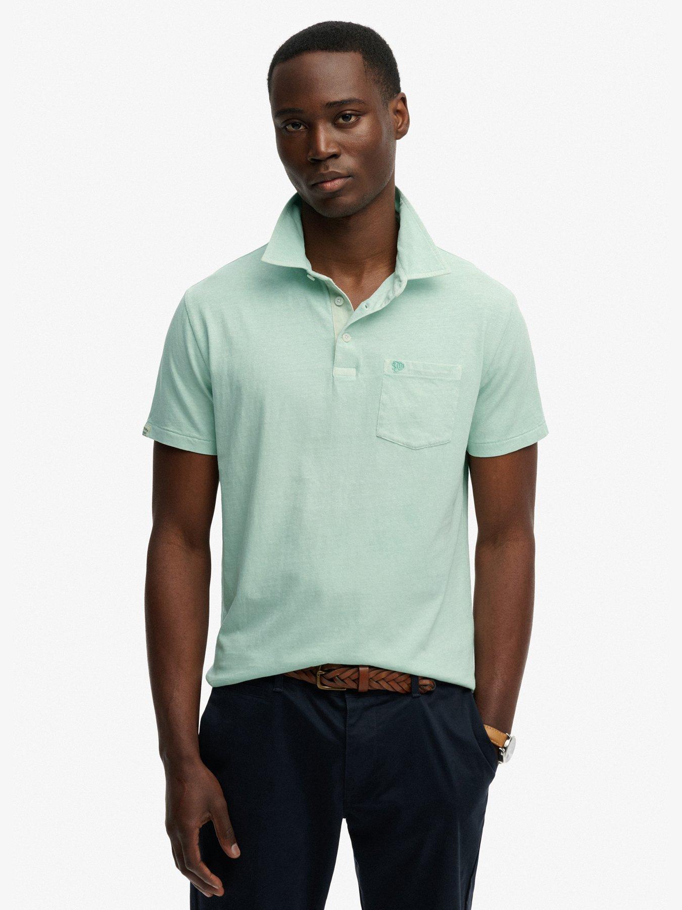 Superdry Classic Cotton Linen Short Sleeve Polo Shirt - Green