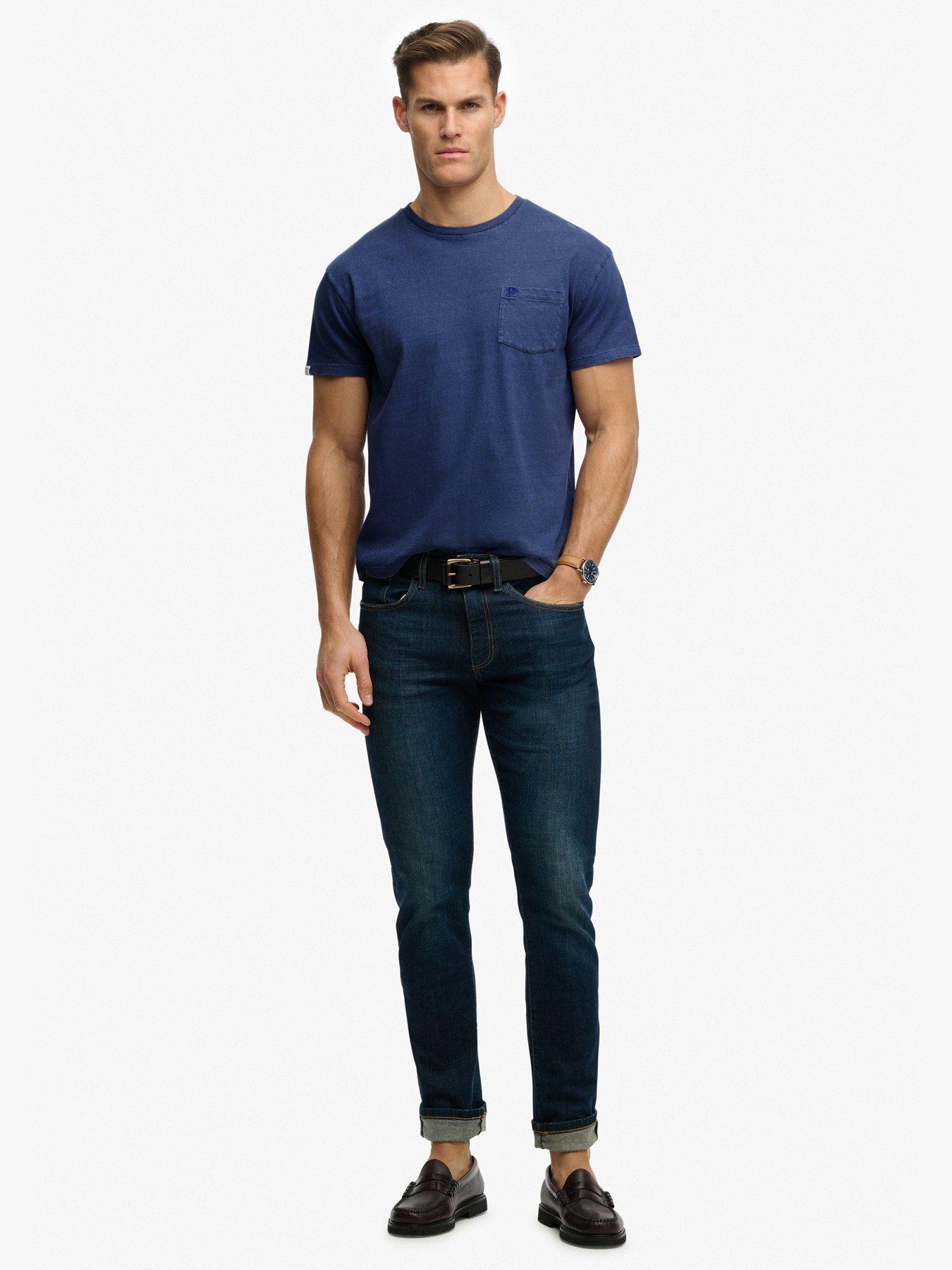 Image 3 of 6 of Superdry Cotton Classic Linen Pocket T-Shirt - Blue