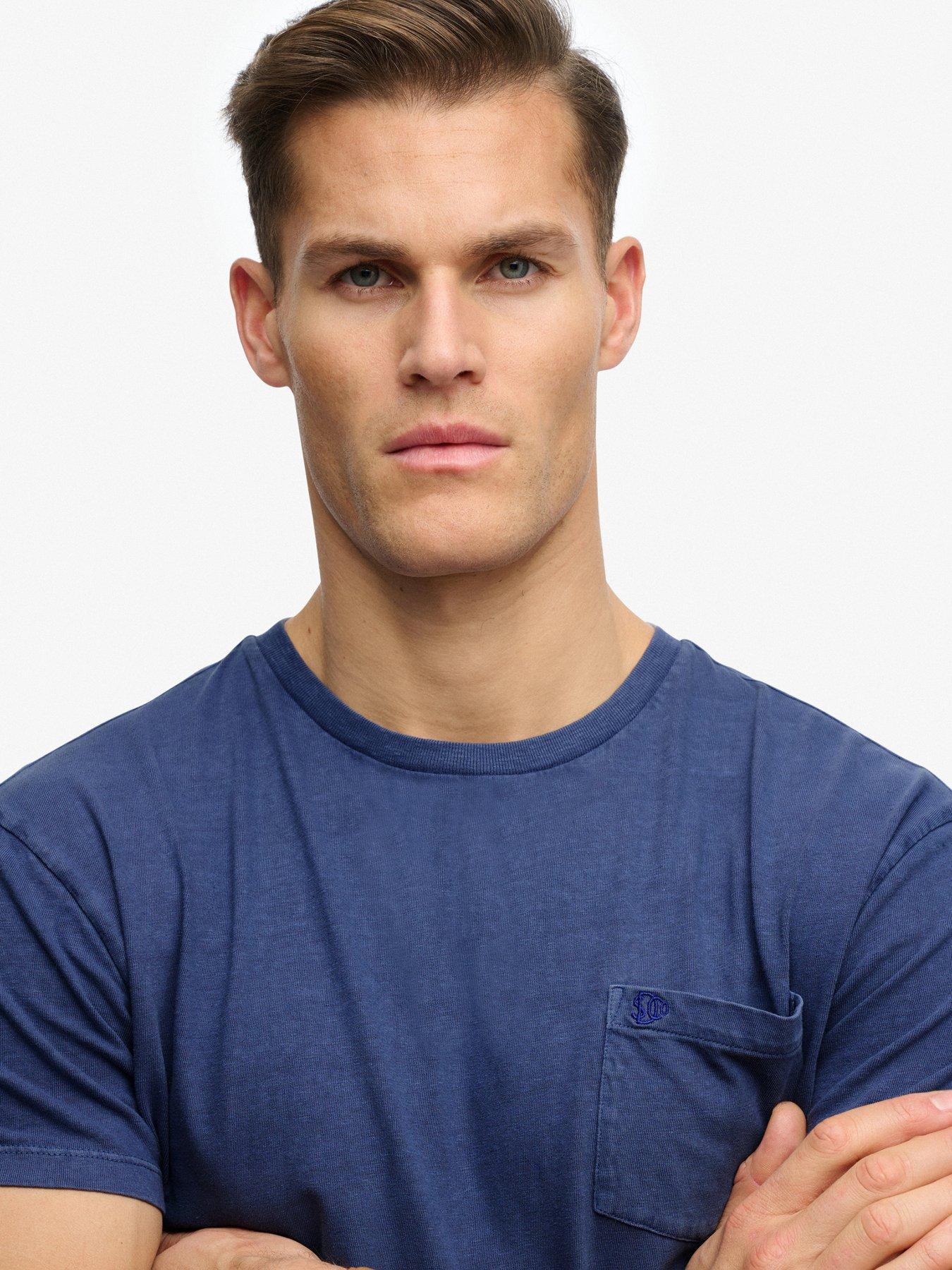 Image 4 of 6 of Superdry Cotton Classic Linen Pocket T-Shirt - Blue