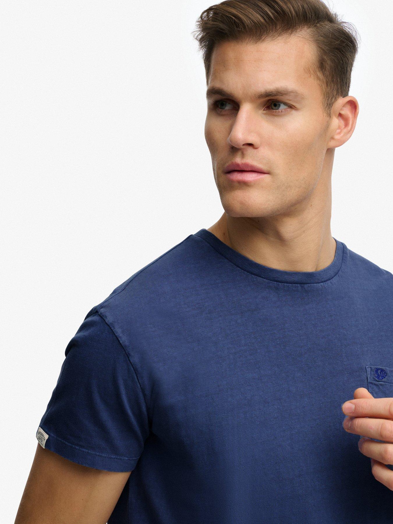 Image 5 of 6 of Superdry Cotton Classic Linen Pocket T-Shirt - Blue