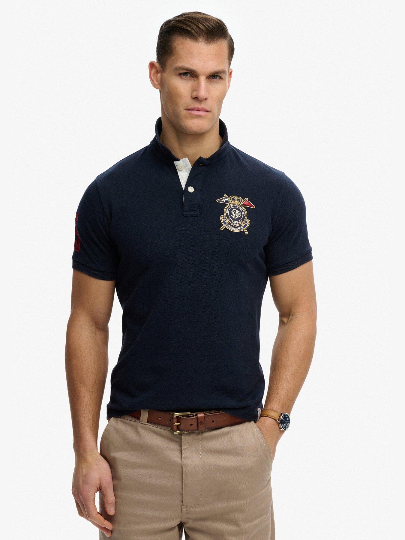 Superdry Crest Short Sleeve Polo - Navy