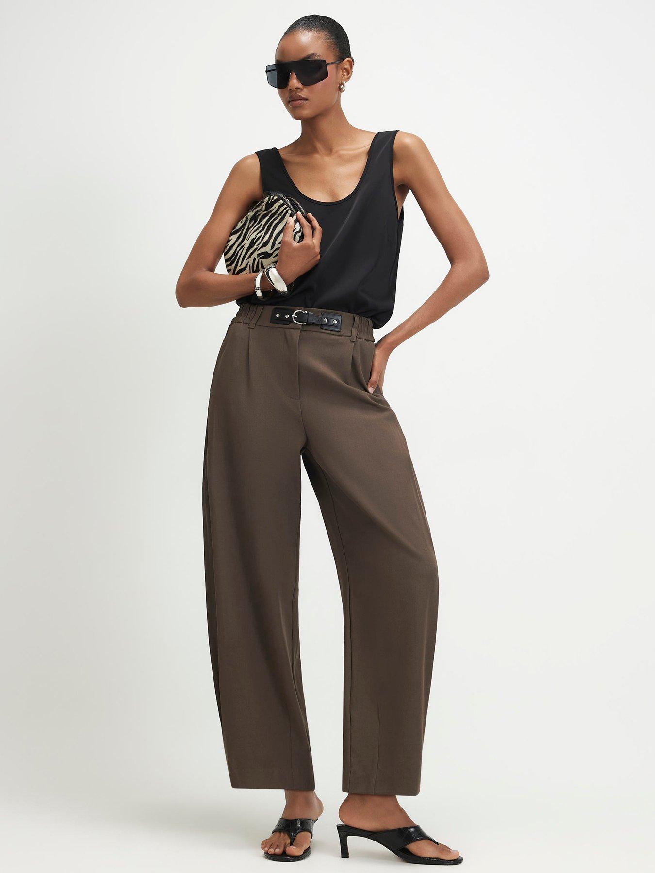 Image 1 of 6 of River Island Belt Trim Barrel Trouser