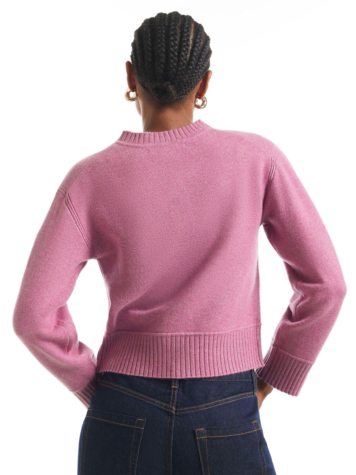 Image 2 of 6 of River Island Womens Cosy Ribbed Trim Cardigan - Pink