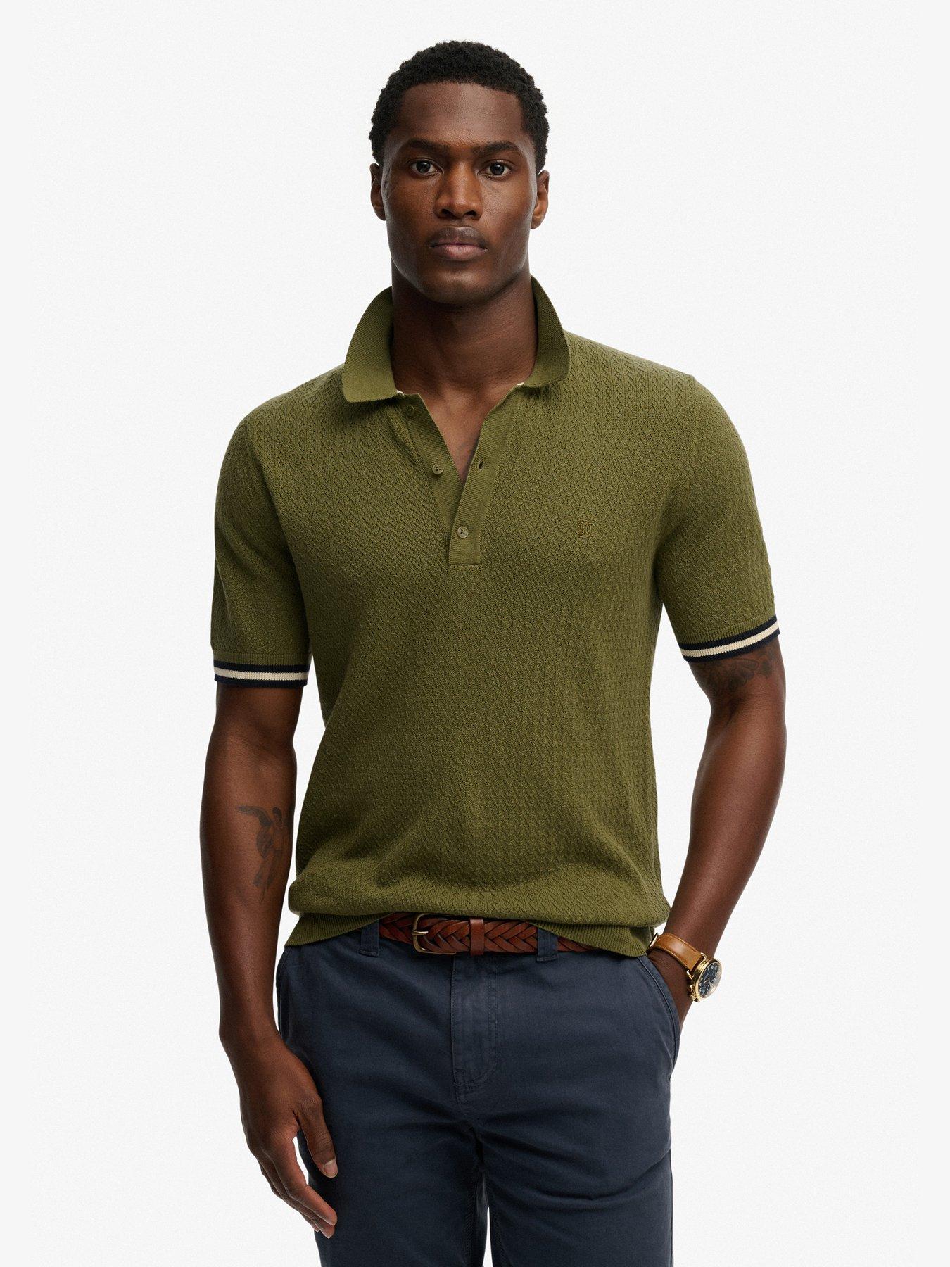 Superdry Knitted Texture Short Sleeve Polo - Green