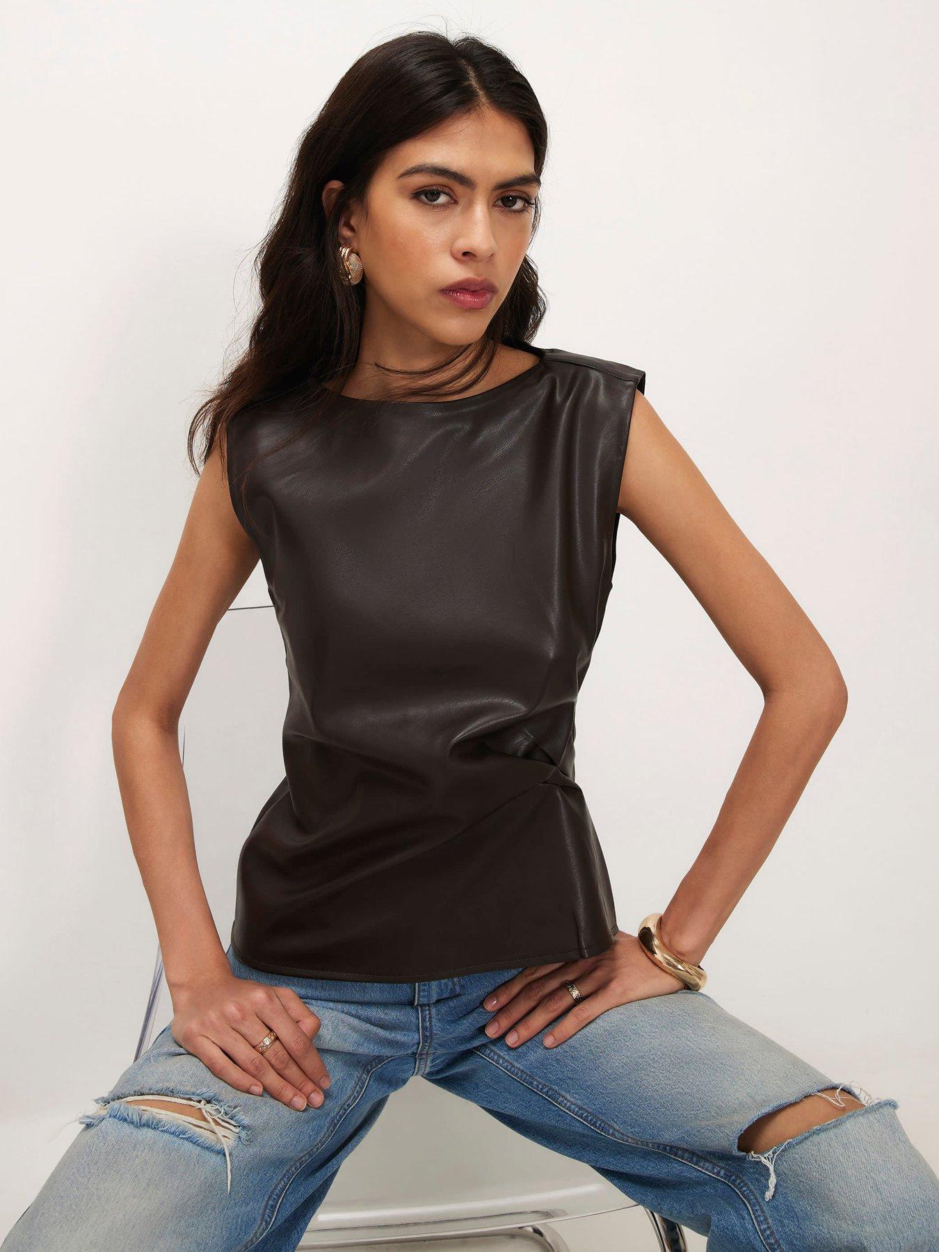 Image 1 of 6 of River Island Ruched Side Sleeveless Top