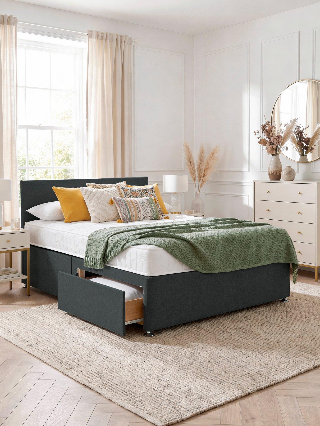 Image 1 of 5 of Airsprung Essentials Bed Base &amp; Medium / Firm Mattress Set - Sg N/s