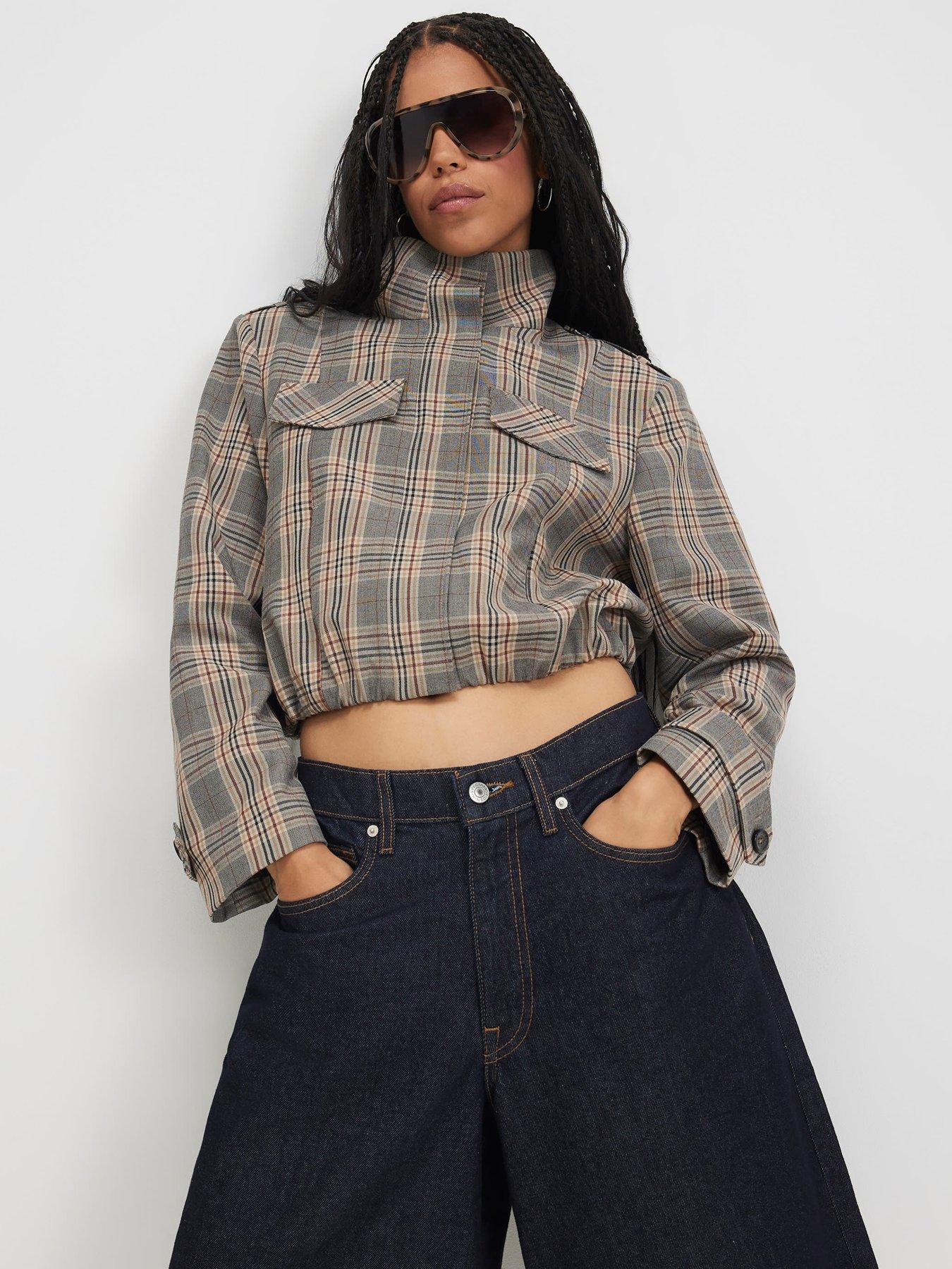 River Island Women's Funnel Neck Bomber Jacket - Grey