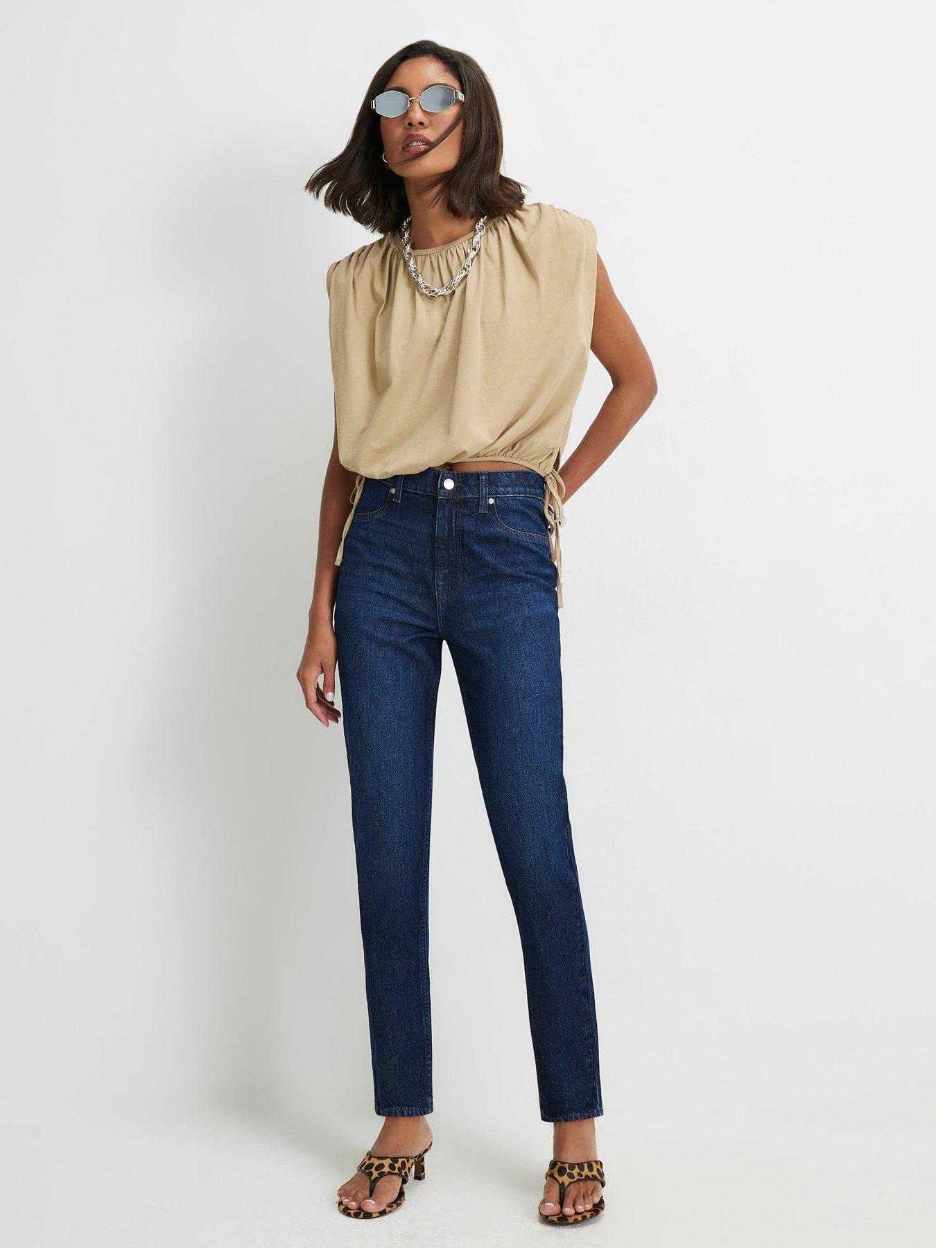River Island High Waisted Classic Slim Fit Jeans - Blue