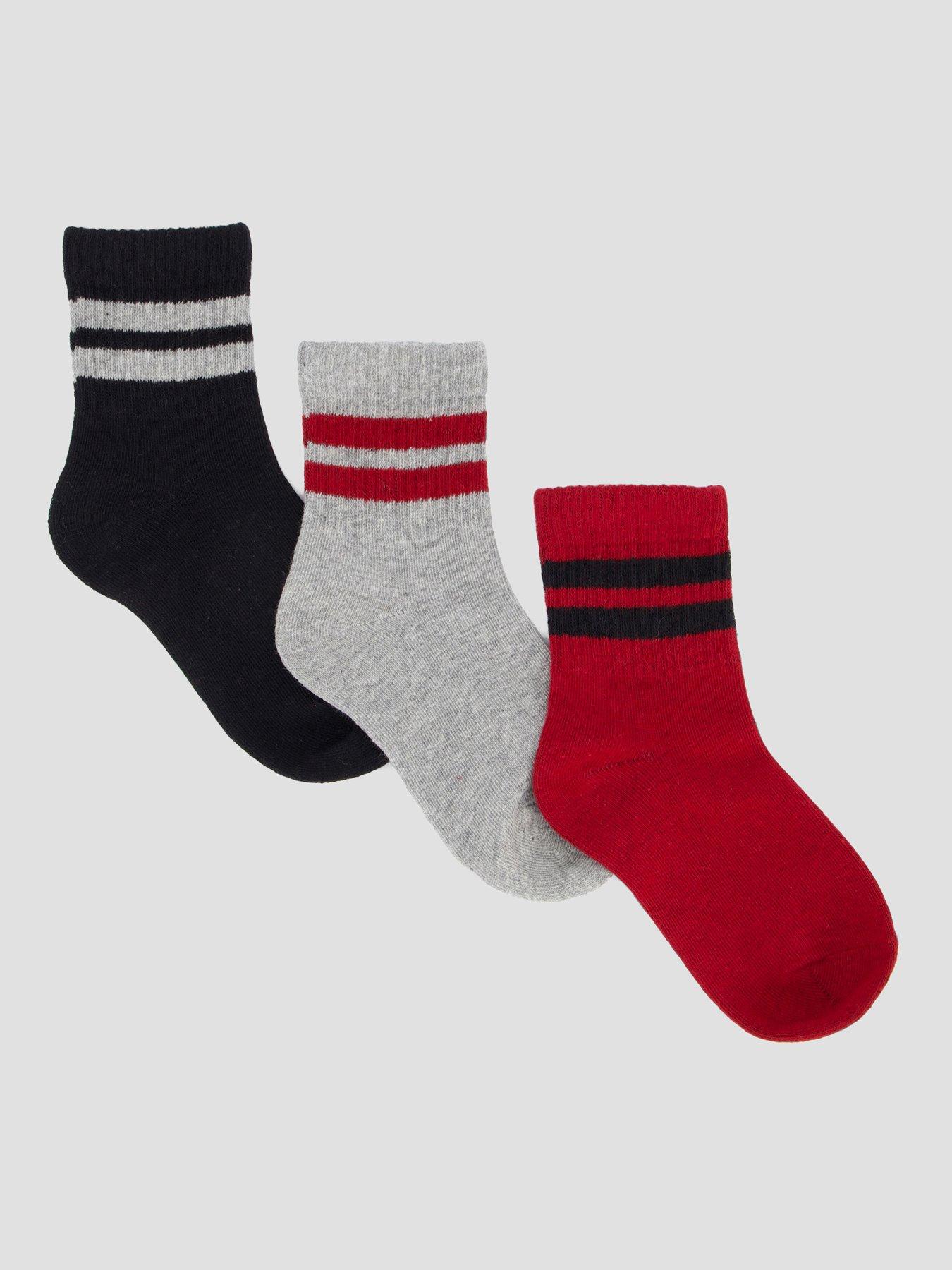 The Very Collection Older Girls 3pk Collegiate Crew Basic Sock