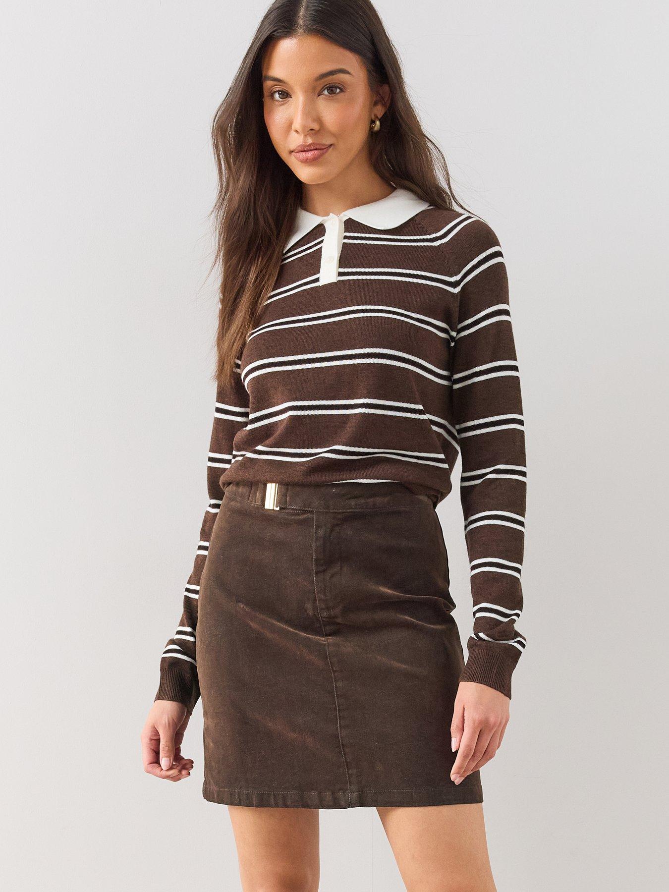 The Very Collection Hardware Detail Mole Skin Mini Skirt - Brown