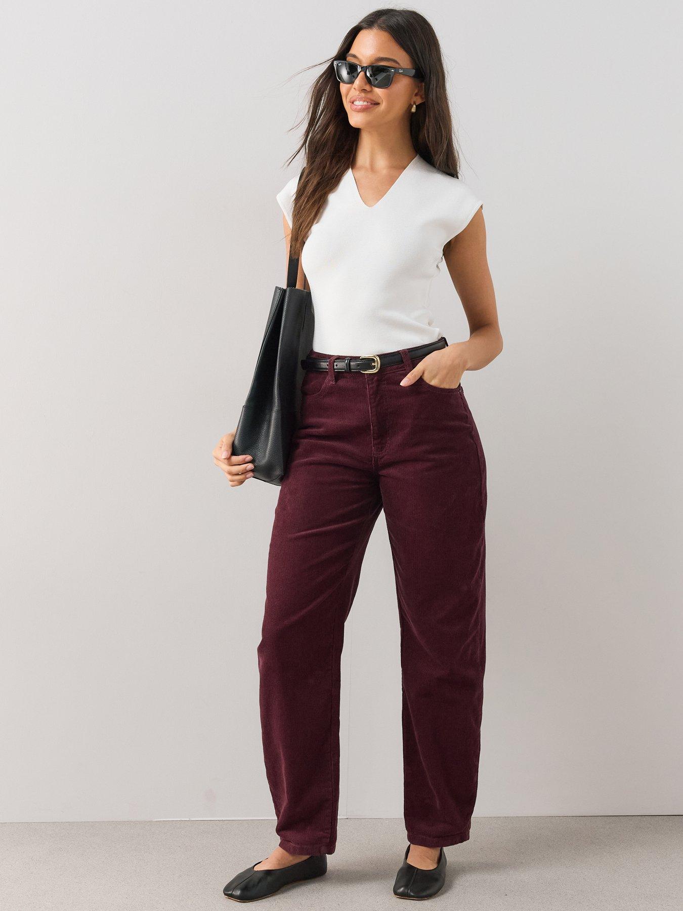 The Very Collection Barrel Cord Trousers - Burgundy