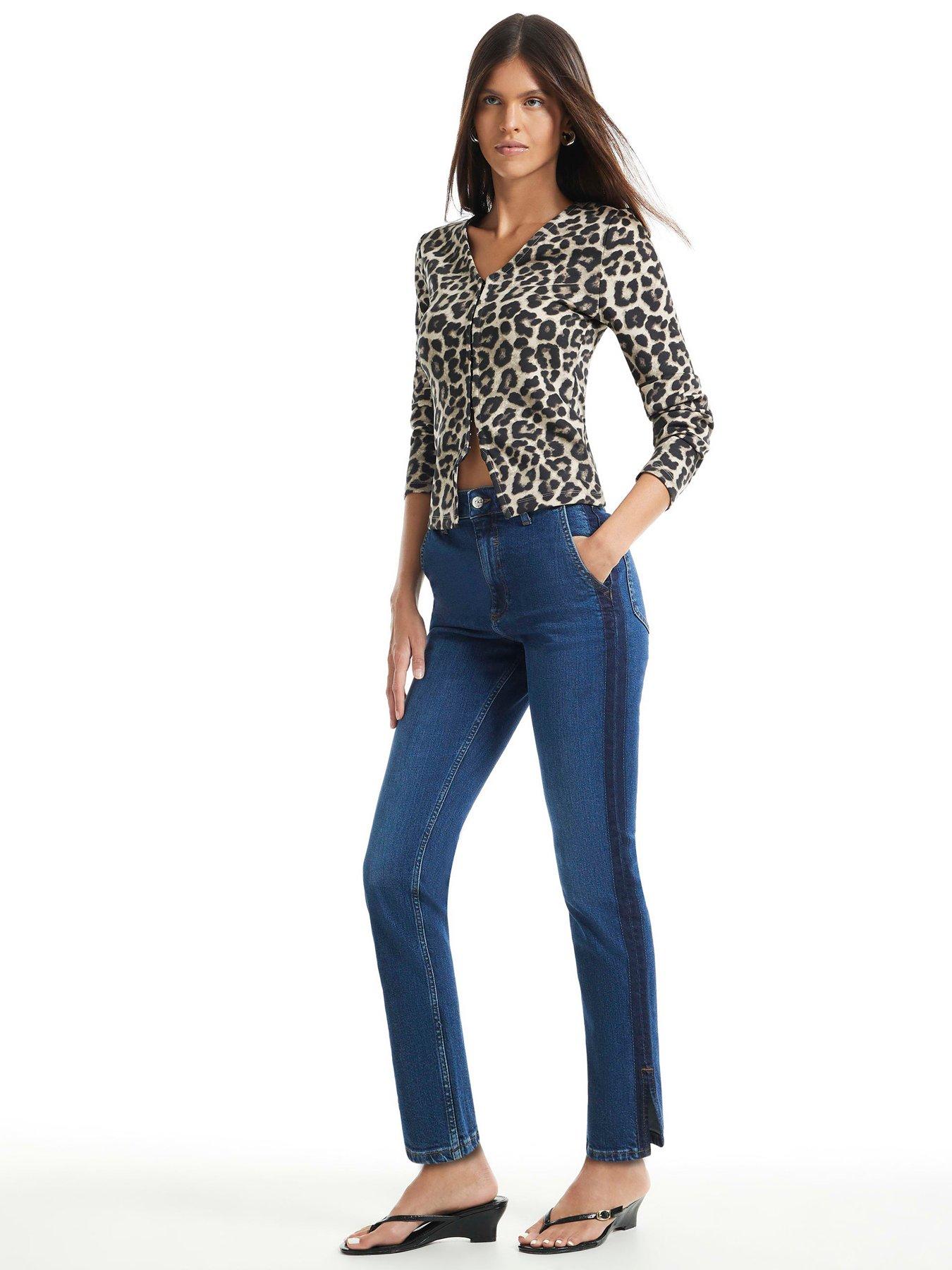 Image 1 of 6 of River Island Two Tone Cigarette Jean - Dark Blue