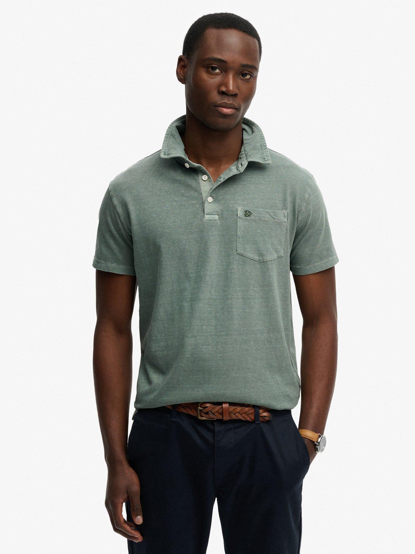 Superdry Classic Cotton Linen Short Sleeve Polo Shirt - Green