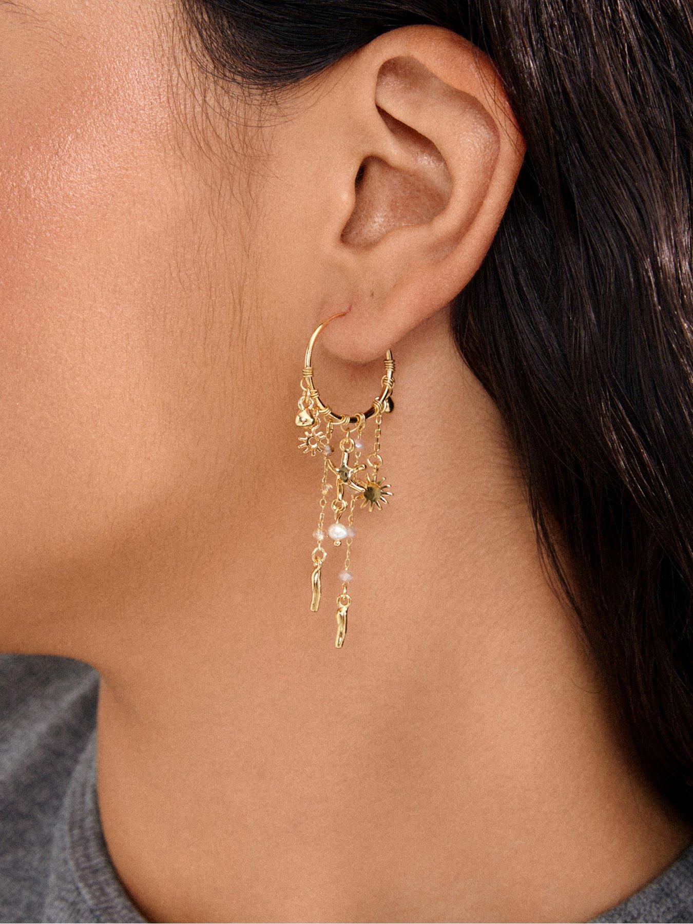 Image 4 of 4 of Pilgrim PRISM hoop earrings gold-plated