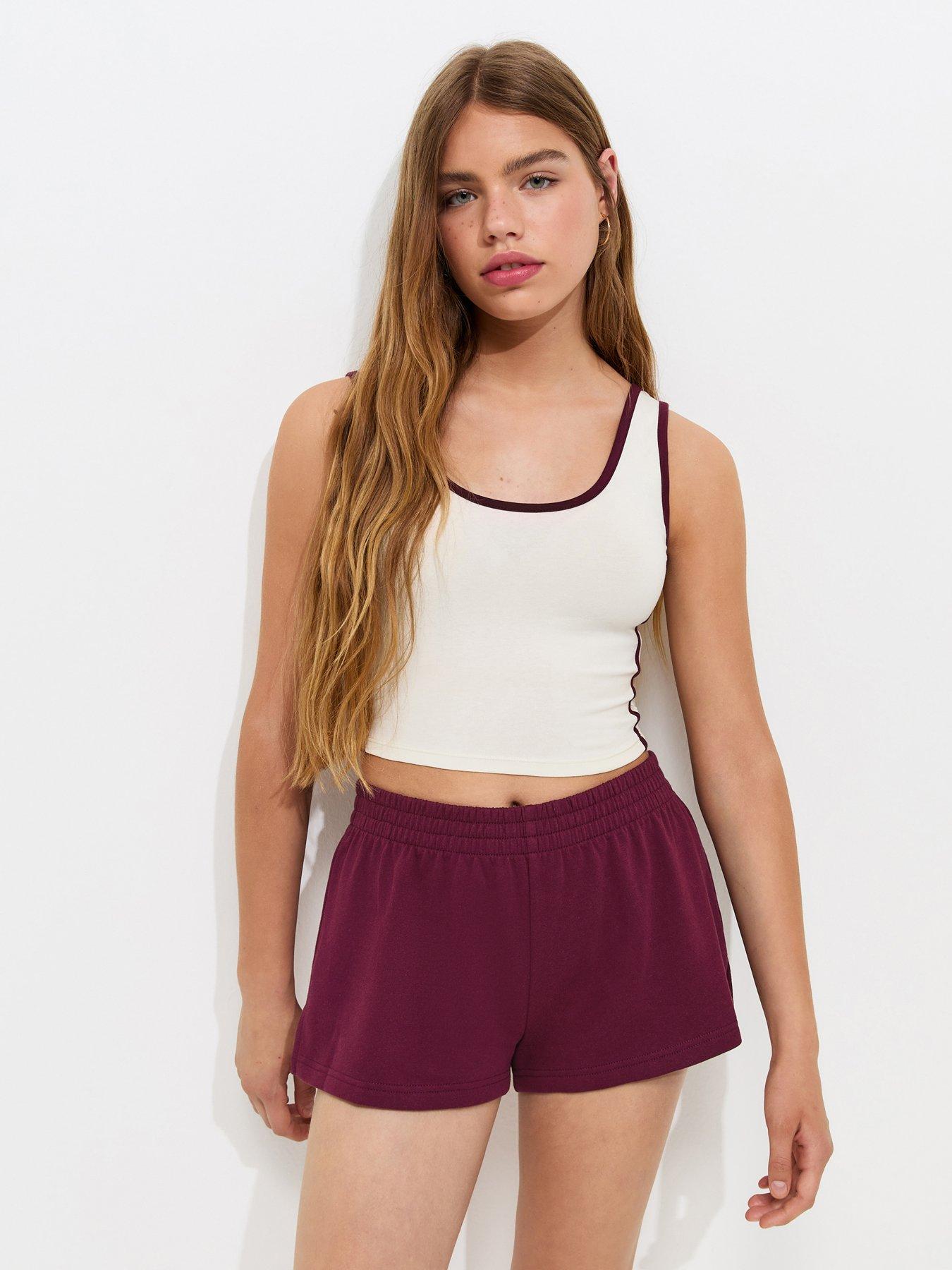 New Look 915 Girls Dark Burgundy Side Split Running Shorts