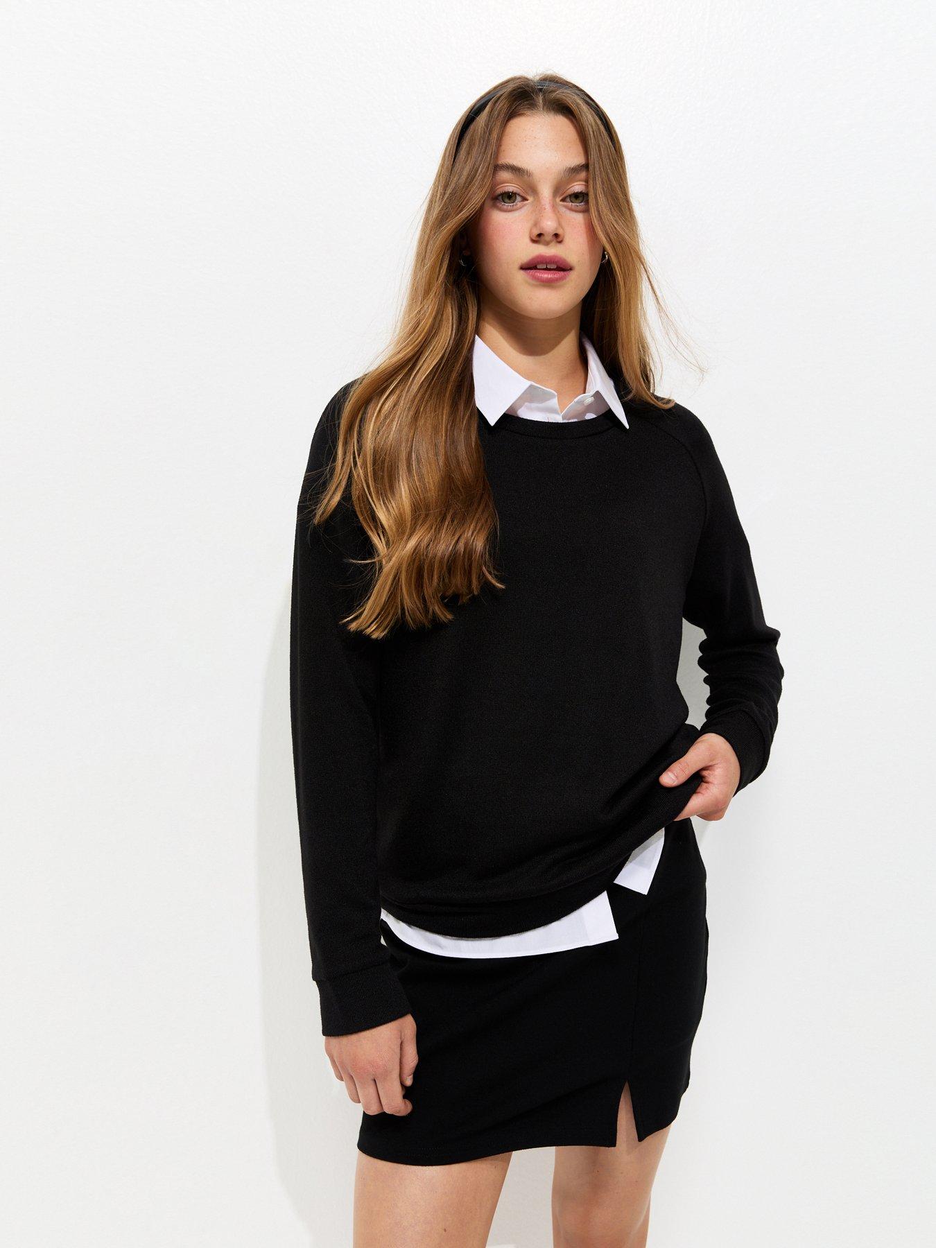 New Look 915 Girls Black Knitted Long Sleeve Jumper