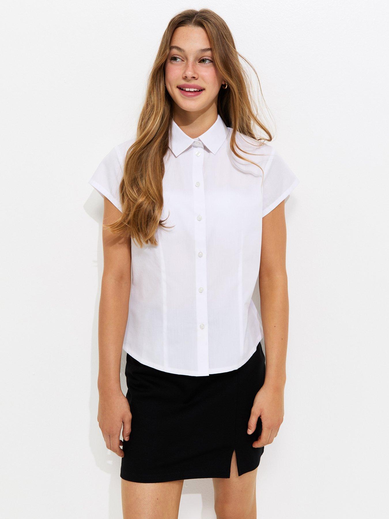 Image 1 of 6 of New Look 915 Girls Cap Sleeve School Shirt - White