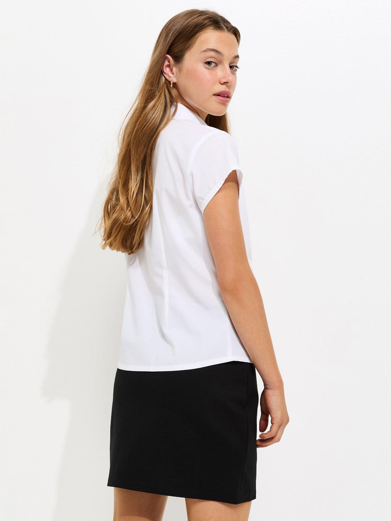 Image 2 of 6 of New Look 915 Girls Cap Sleeve School Shirt - White