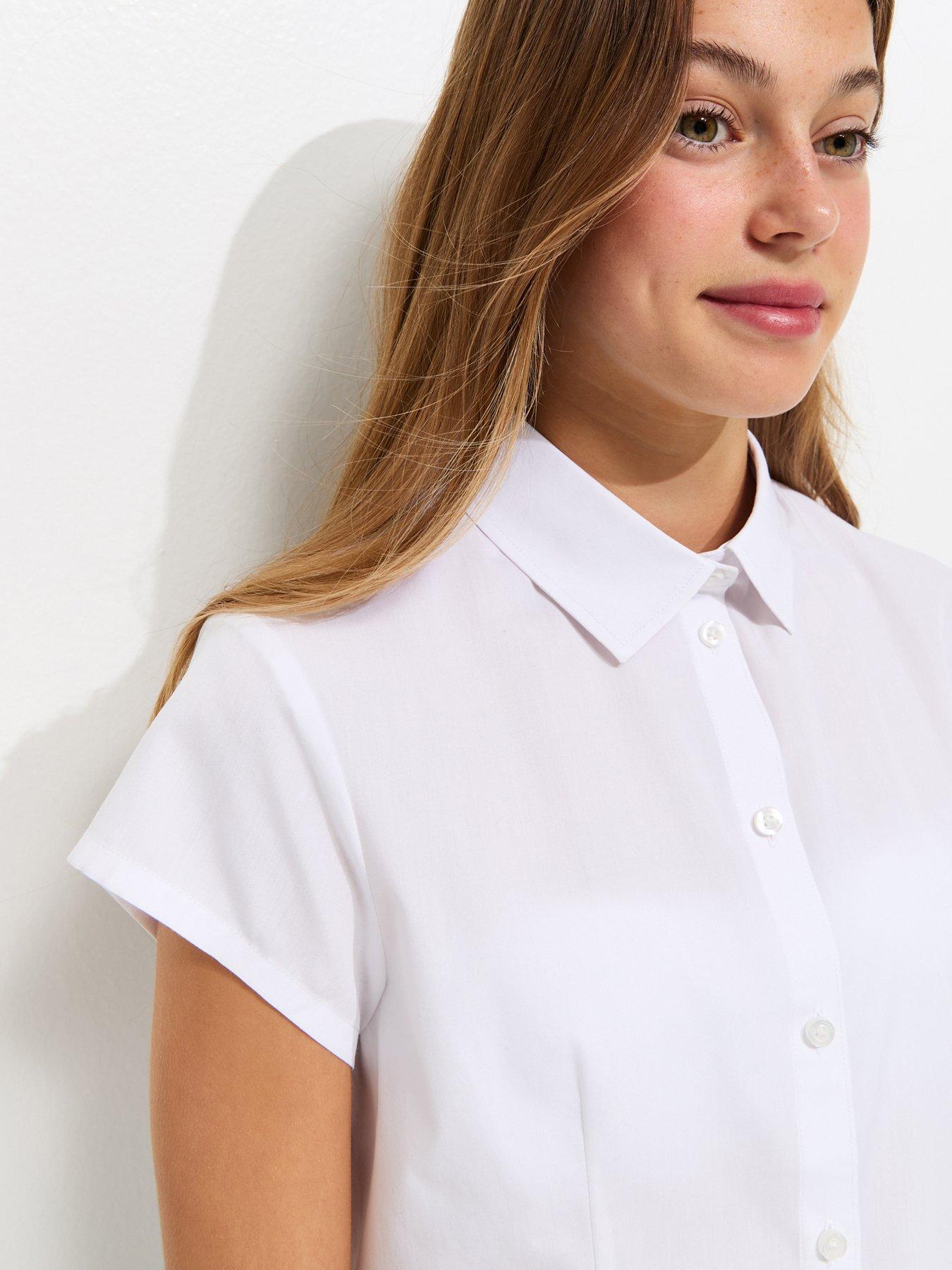 Image 5 of 6 of New Look 915 Girls Cap Sleeve School Shirt - White