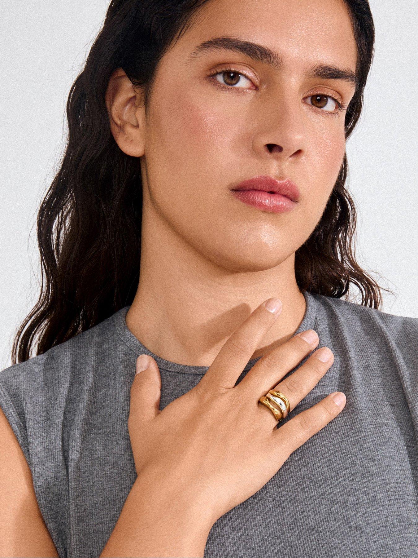 stillFront image of pilgrim-nova-rings-3-in-1-set-gold-plated