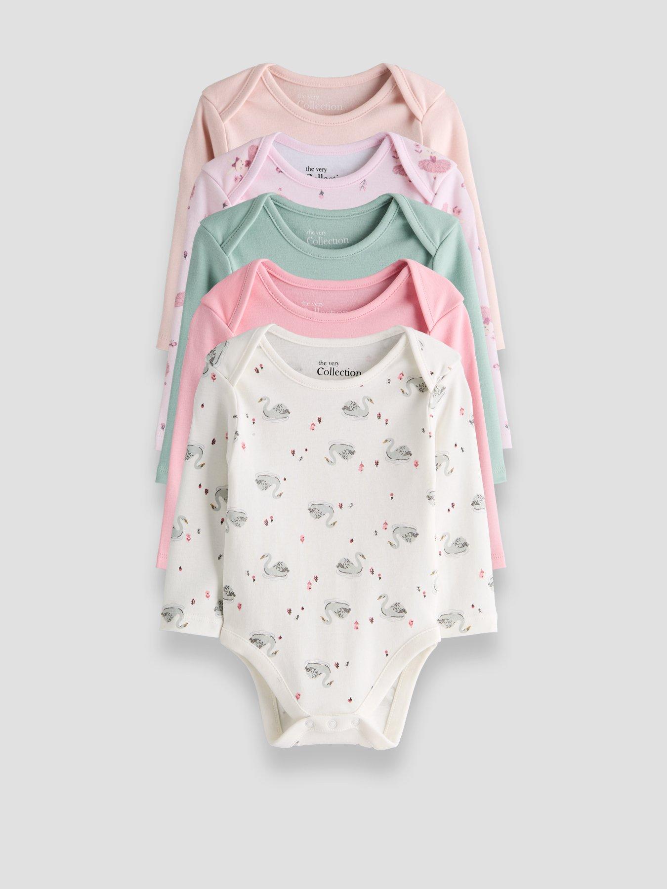Image 1 of 5 of The Very Collection Baby Girls 5 Pack Long Sleeve Bodysuit - Multi