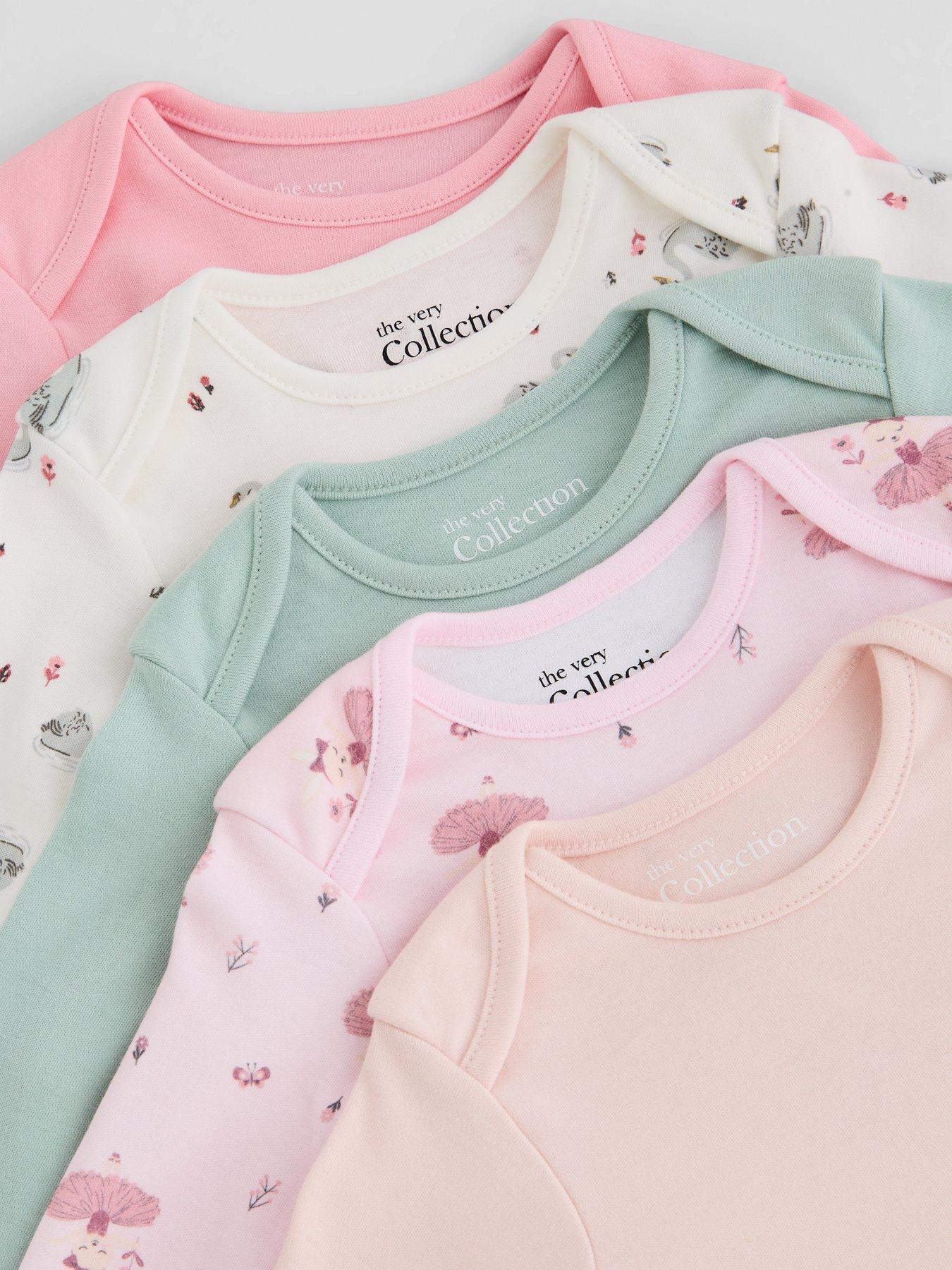 Image 5 of 5 of The Very Collection Baby Girls 5 Pack Long Sleeve Bodysuit - Multi