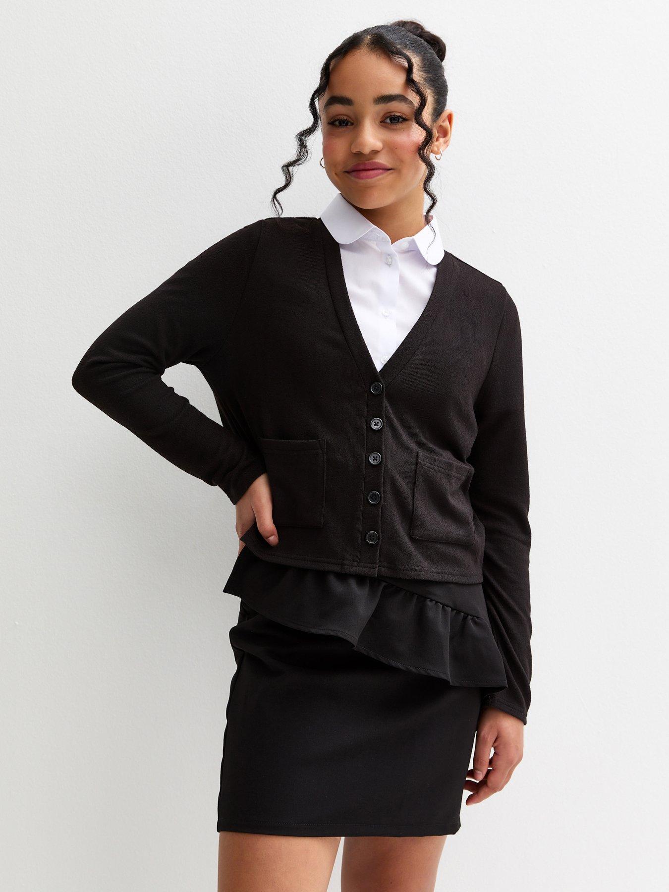 New Look 915 Girls Knit School Cardigan - Black