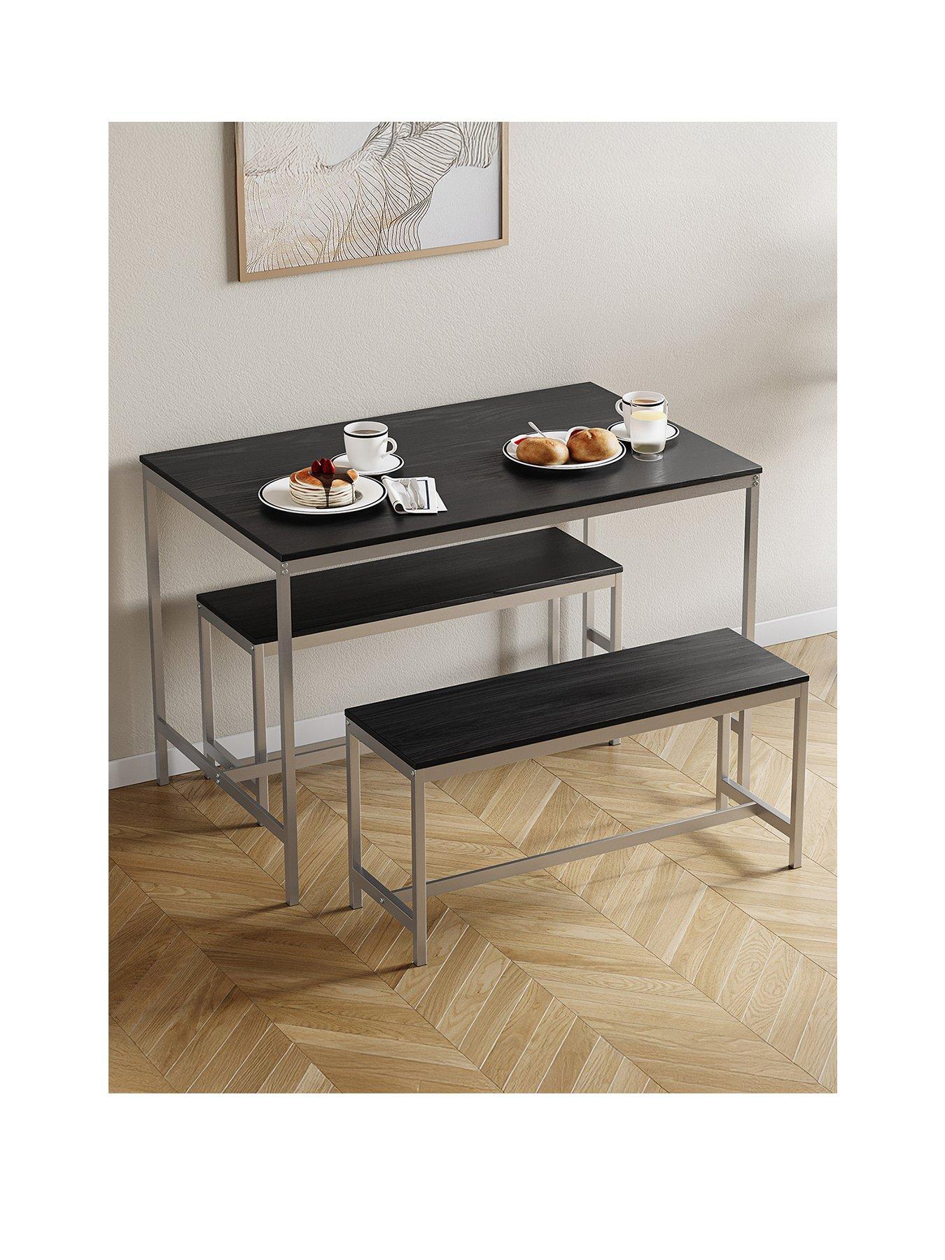 Image 2 of 7 of Vida Designs Roslyn 4 Seater Dining Table With Bench Set In Black