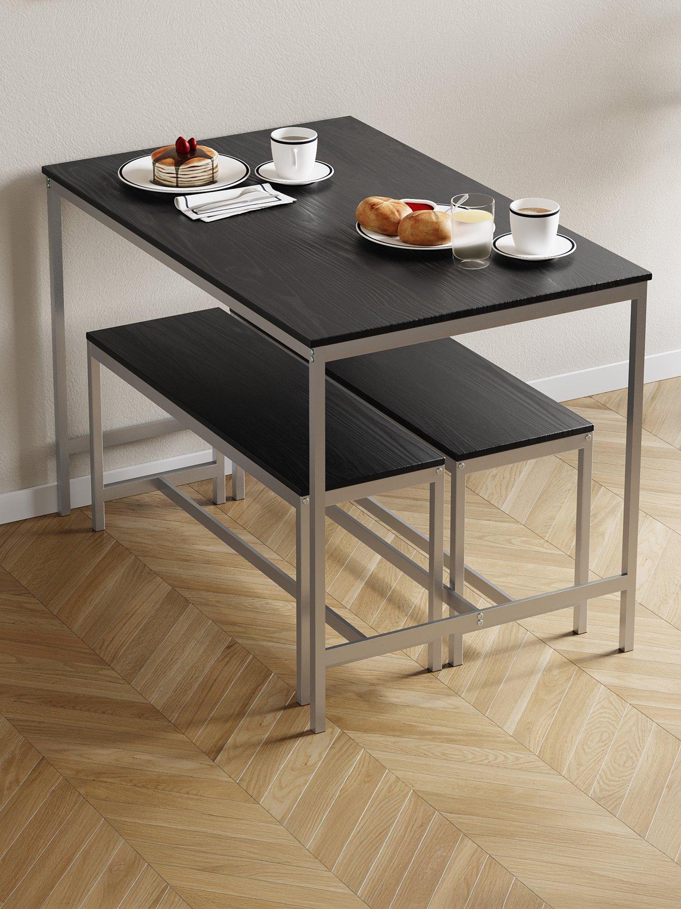 Image 5 of 7 of Vida Designs Roslyn 4 Seater Dining Table With Bench Set In Black