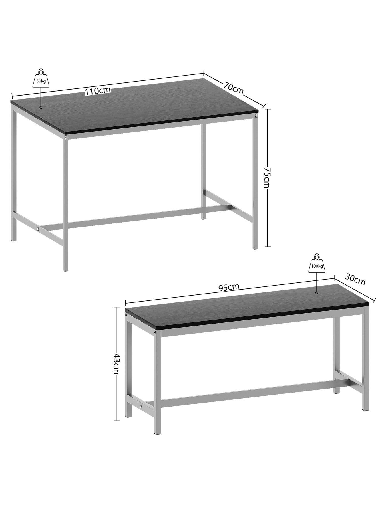 Image 6 of 7 of Vida Designs Roslyn 4 Seater Dining Table With Bench Set In Black
