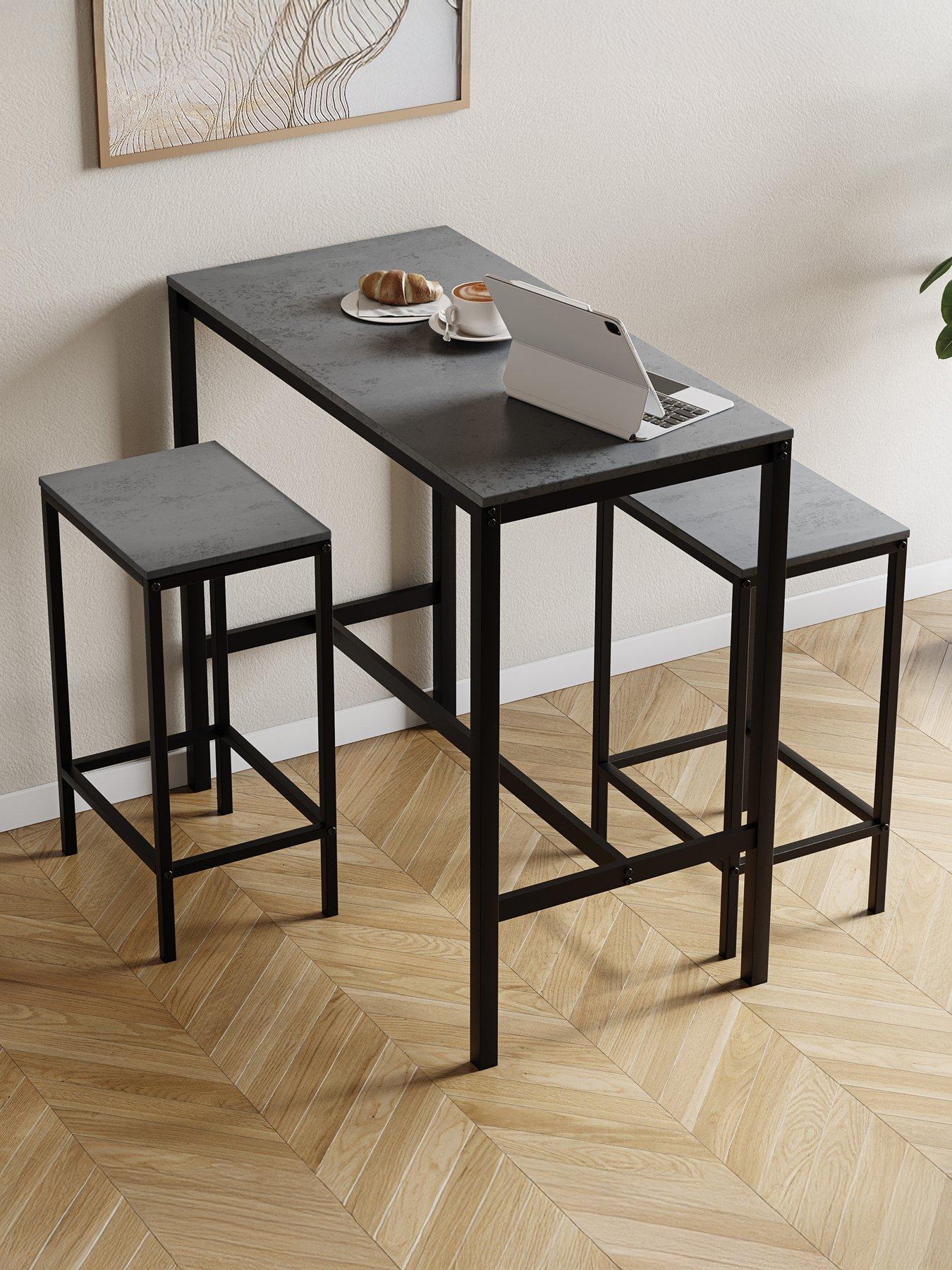 Vida Designs Roslyn 2 Seater Bar Table Set In Concrete Grey