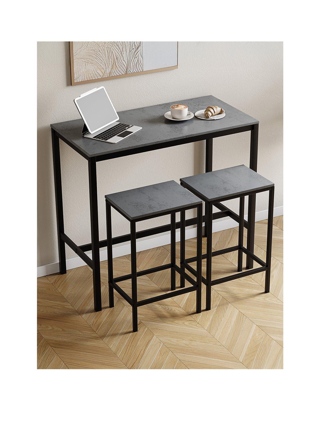 Image 2 of 7 of Vida Designs Roslyn 2 Seater Bar Table Set In Concrete Grey