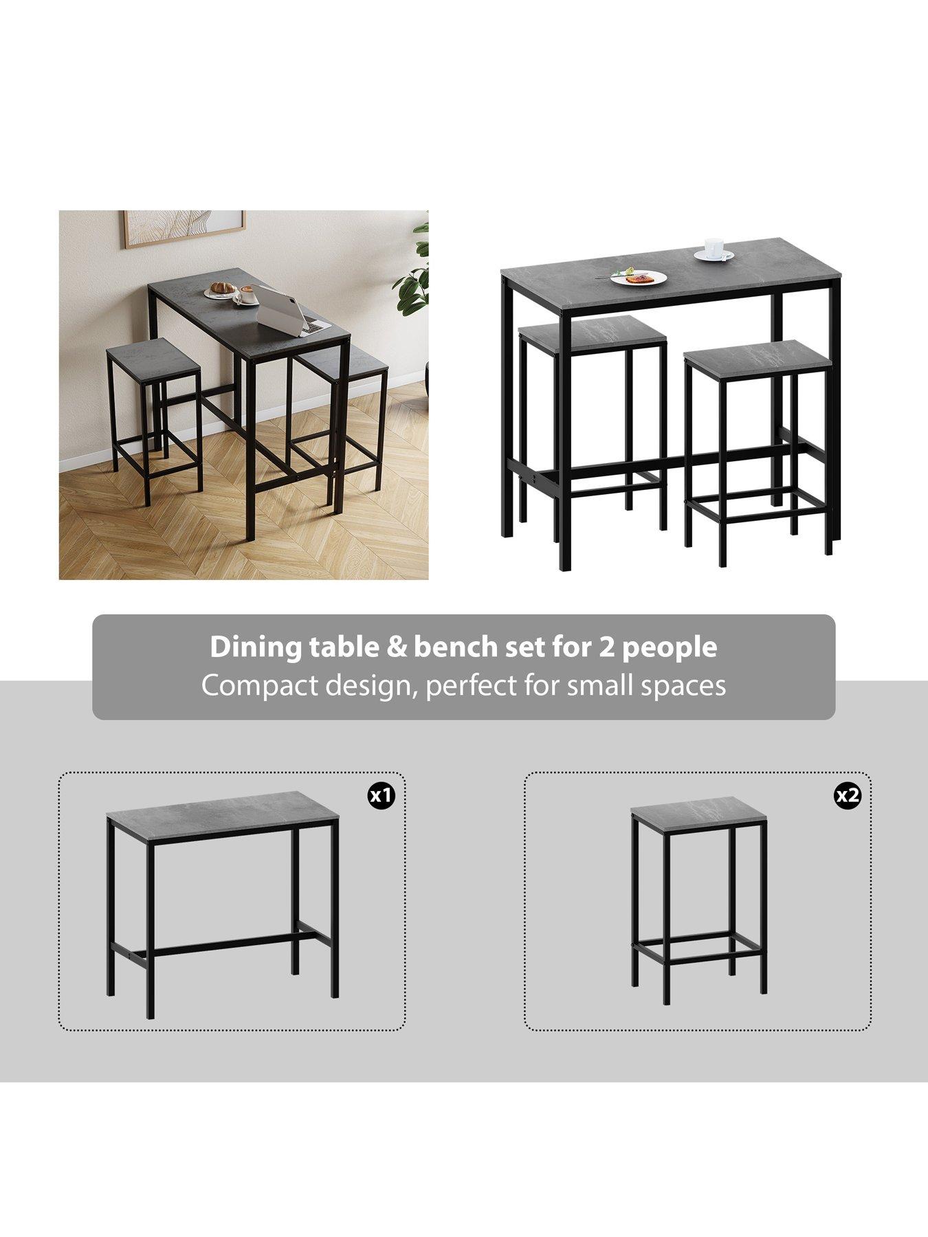 Image 3 of 7 of Vida Designs Roslyn 2 Seater Bar Table Set In Concrete Grey